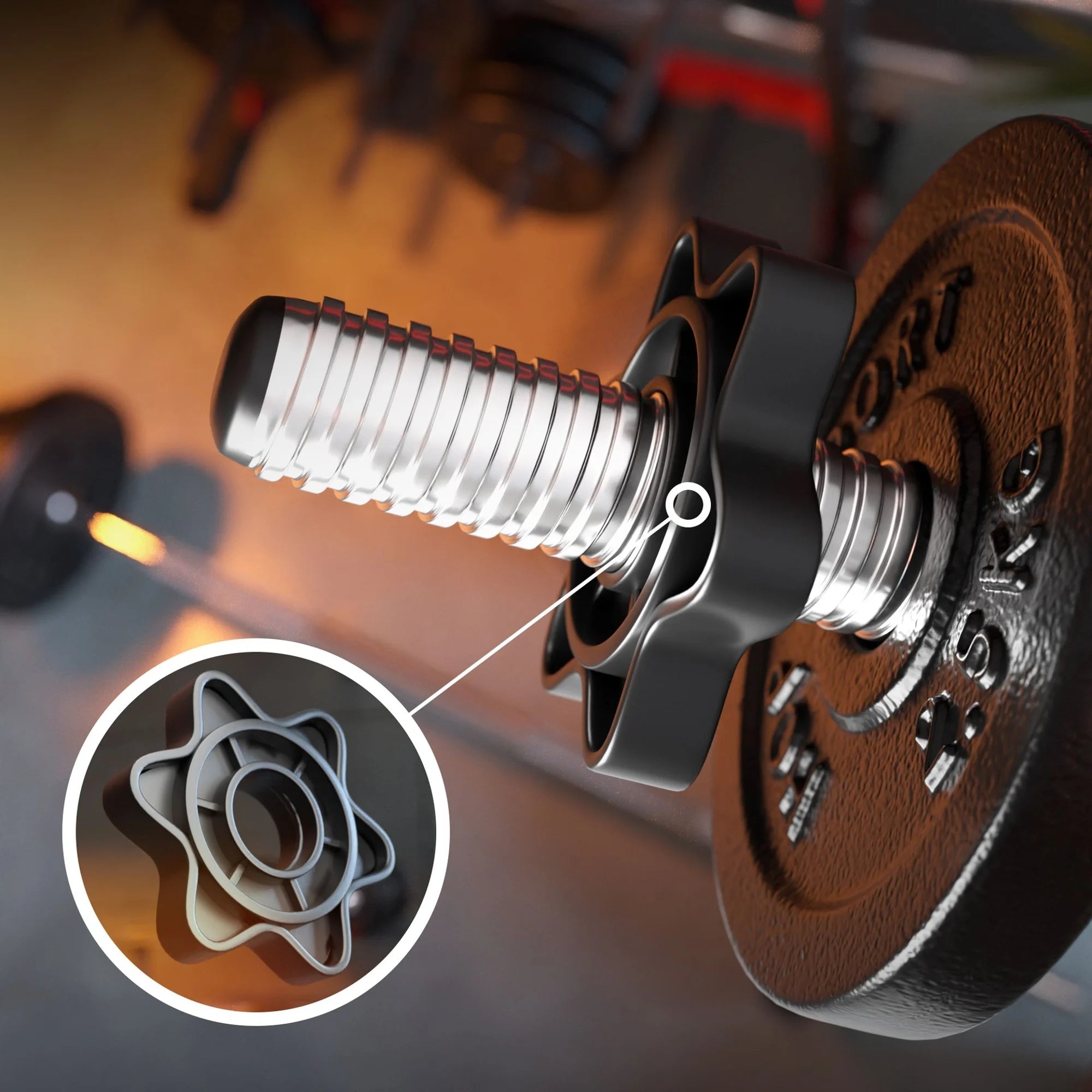 GRIFFIN for dumbbells straight threaded grooved handles fitness nut length 52cm Brand Hop-Sport