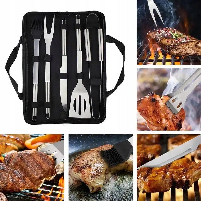 GRILL ACCESSORIES SET XXL STAINLESS STEEL PLIERS UTENSILS +ETUI Manufacturer Gockowiak