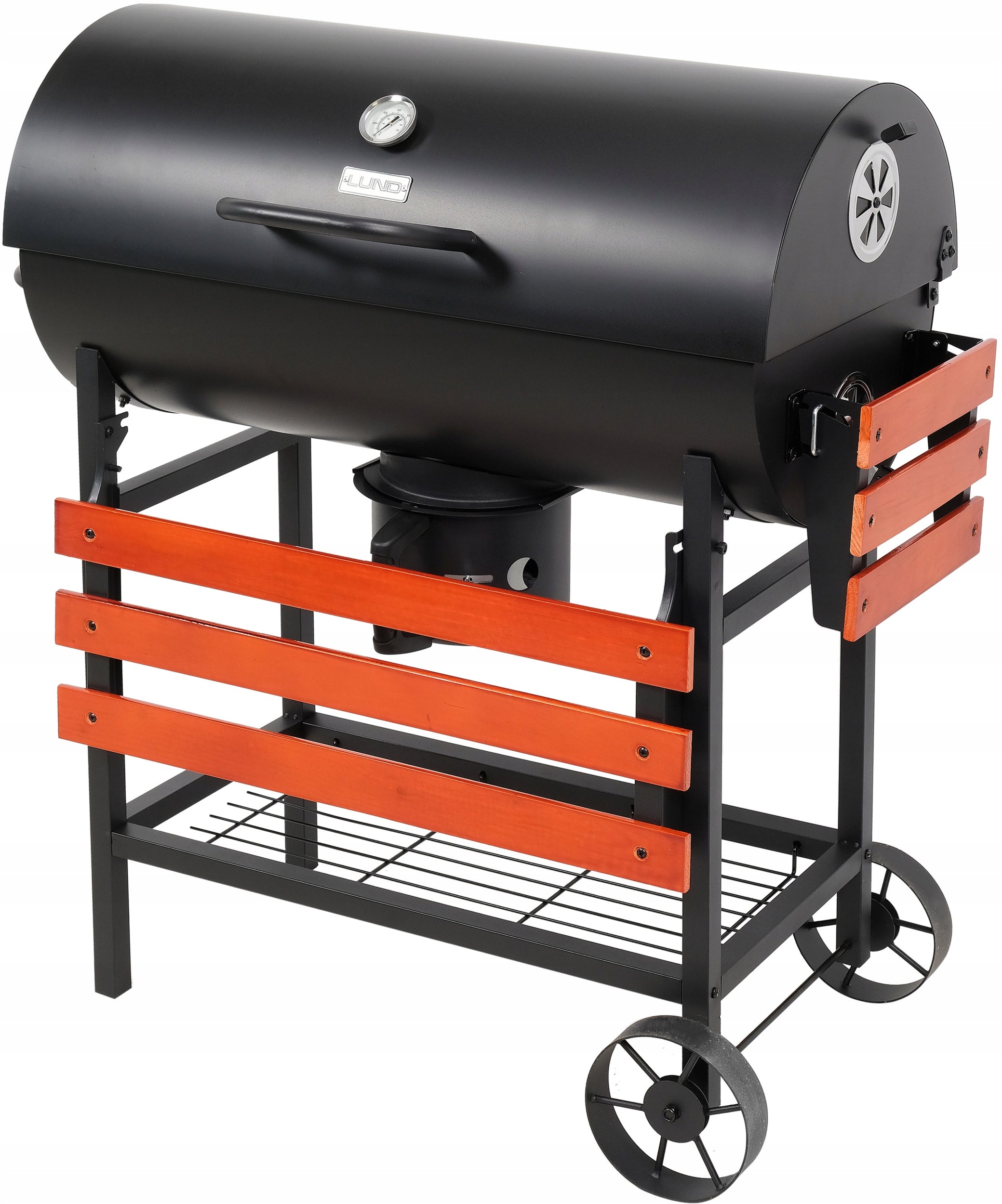GRILL CHARCOAL BARREL WITH COVER GARDEN ASHTRAY LARGE 71X35CM LUND Grate width 34.5 cm