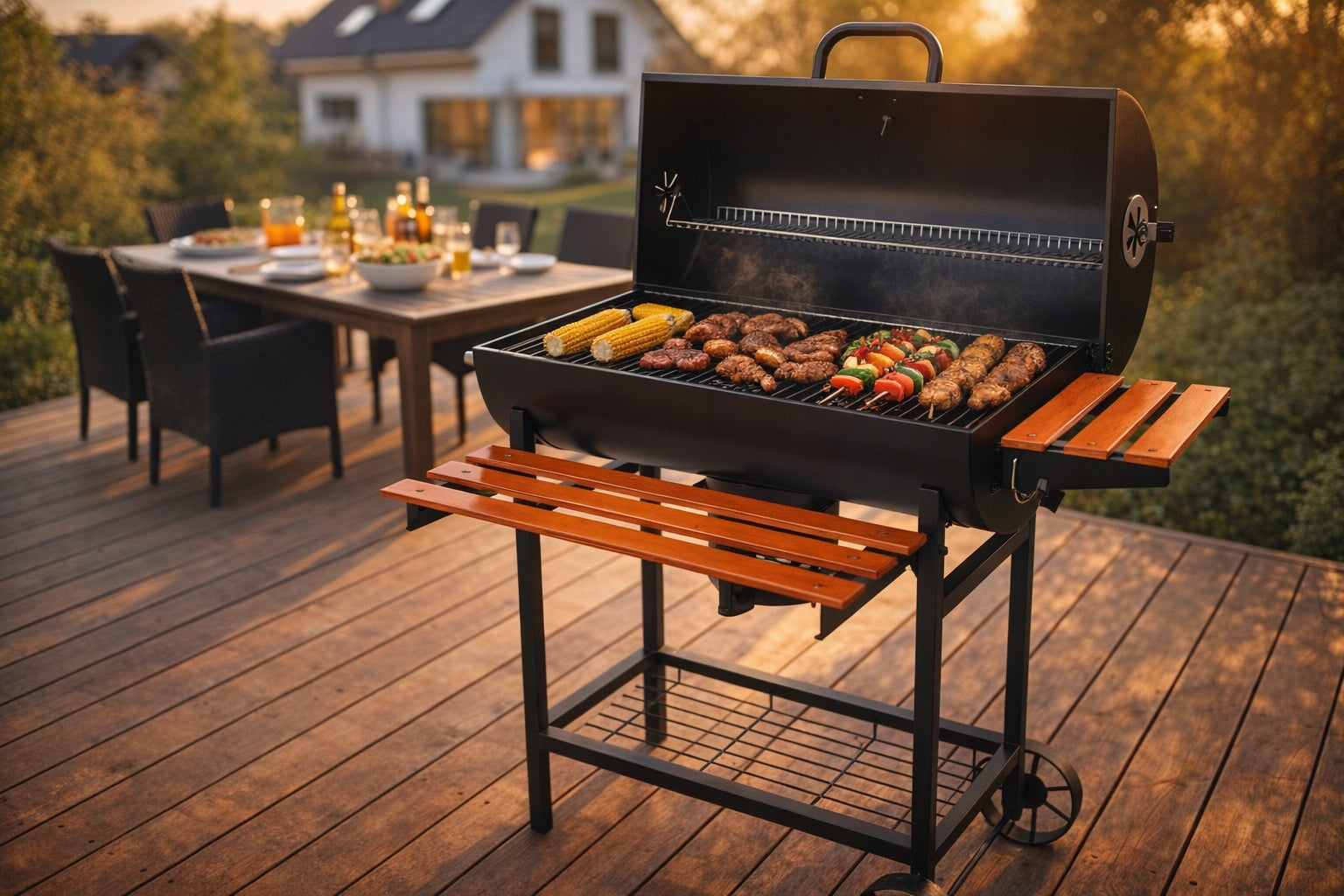 GRILL CHARCOAL BARREL WITH COVER GARDEN ASHTRAY LARGE 71X35CM LUND Manufacturer Lund