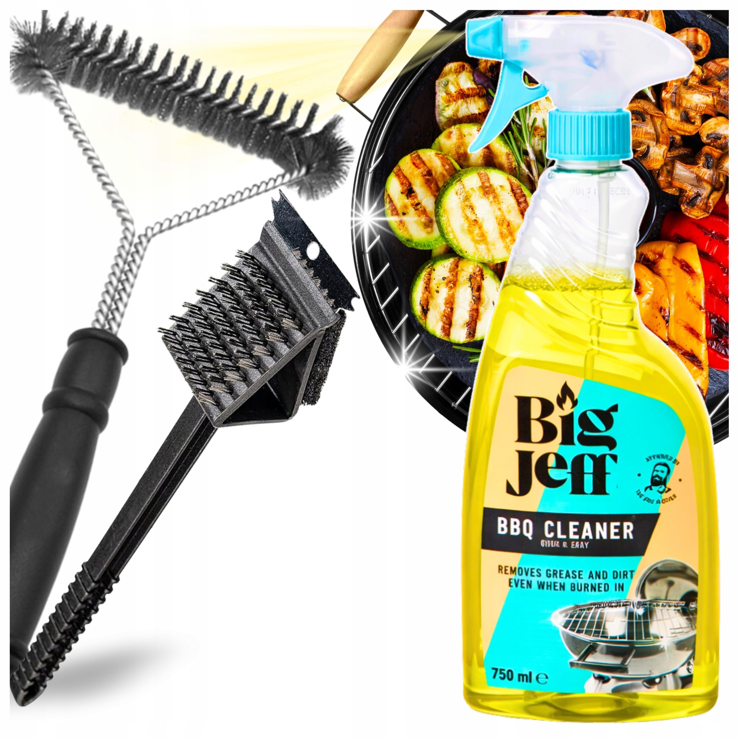 GRILL CLEANING KIT LIQUID BRUSH SPONGE FOR GRATE Effective