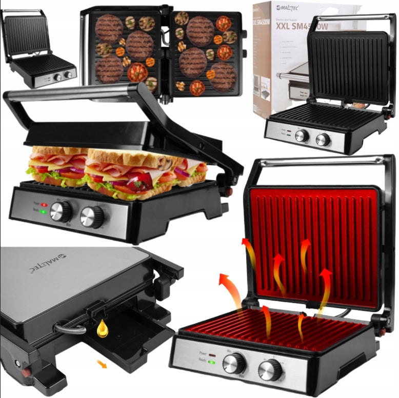 GRILL ELECTRIC TOASTER FOLDING TOASTER FOR SANDWICHES PANINI TIMER 2500W