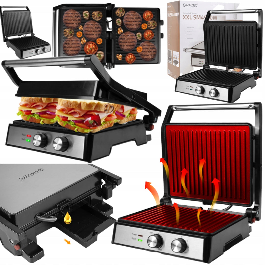 GRILL ELECTRIC TOASTER FOLDING TOASTER FOR SANDWICHES PANINI TIMER 2500W