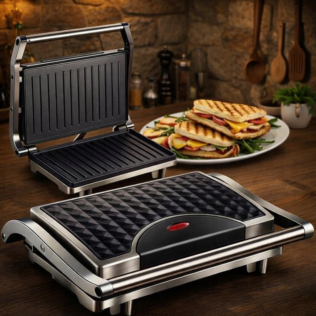 GRILL ELECTRIC TOASTER FOR PANINI SANDWICHES FOLDING STRONG Dominant color black