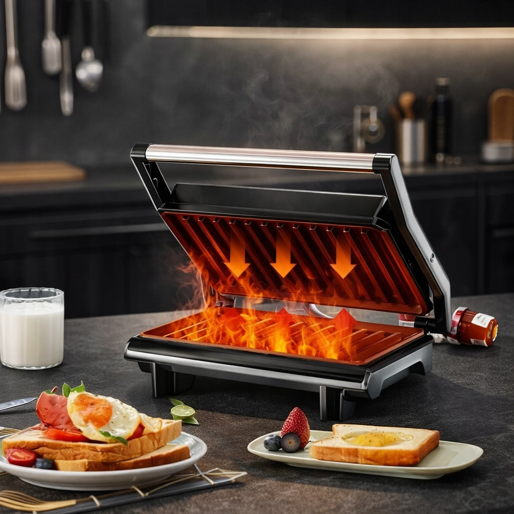 GRILL ELECTRIC TOASTER FOR PANINI SANDWICHES FOLDING STRONG Manufacturer code MBG1797