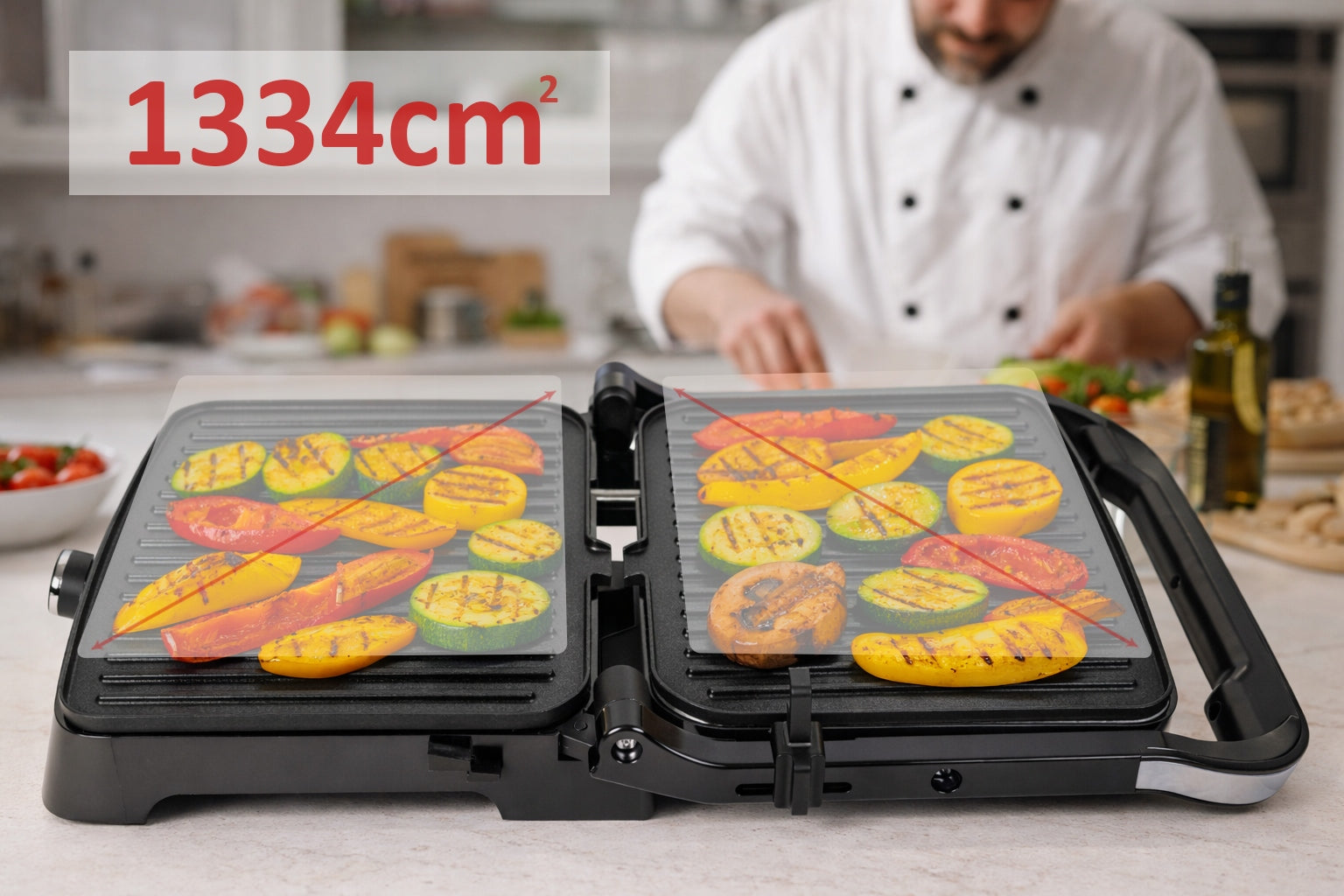 GRILL ELECTRIC TOASTER OVEN FOR MEAT SANDWICHES FOLDING 180° 2500W Packaging status original