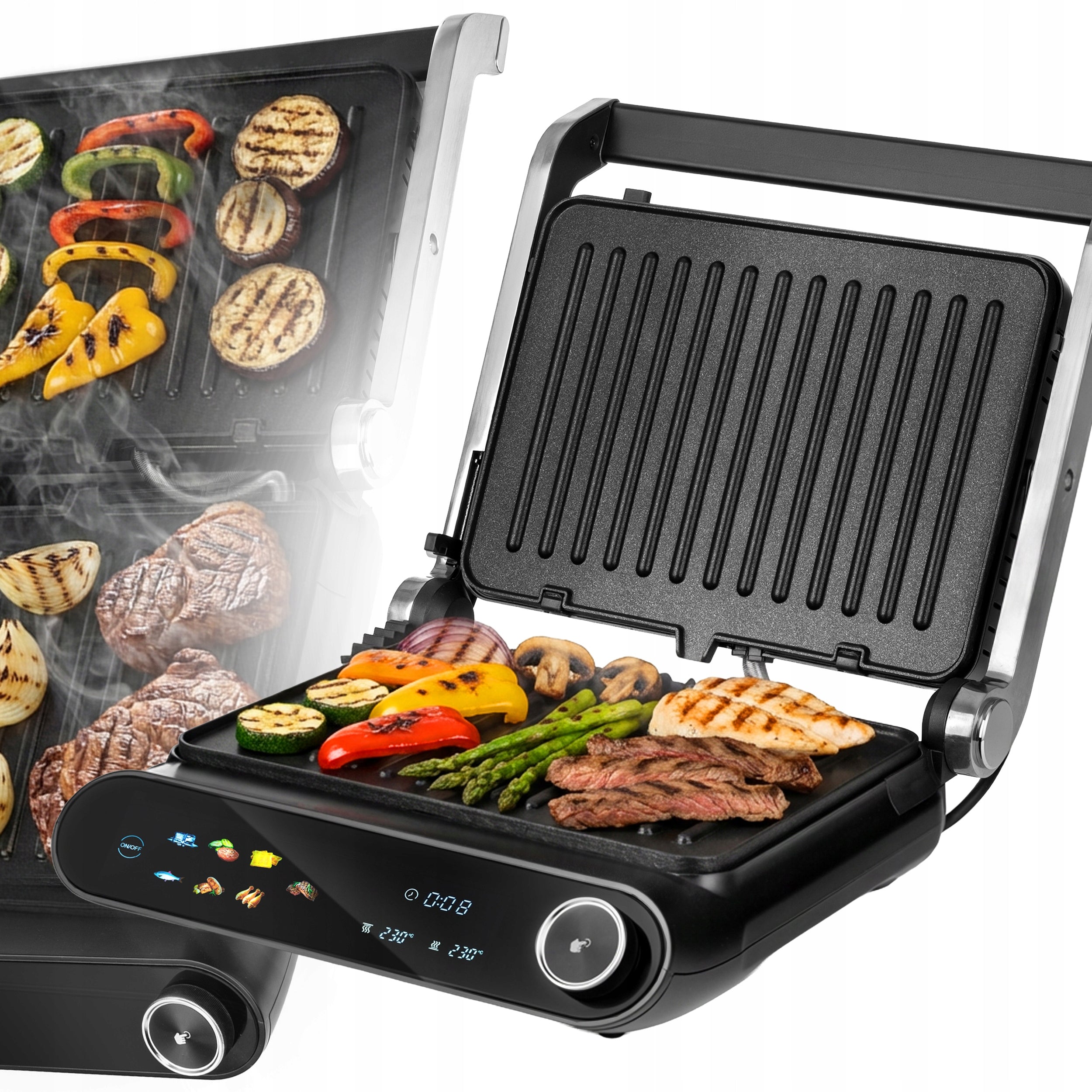 GRILL ELECTRIC TOASTER OVEN FOR SANDWICHES FOLDING 10 PROGRAMS 2200W Packaging status original
