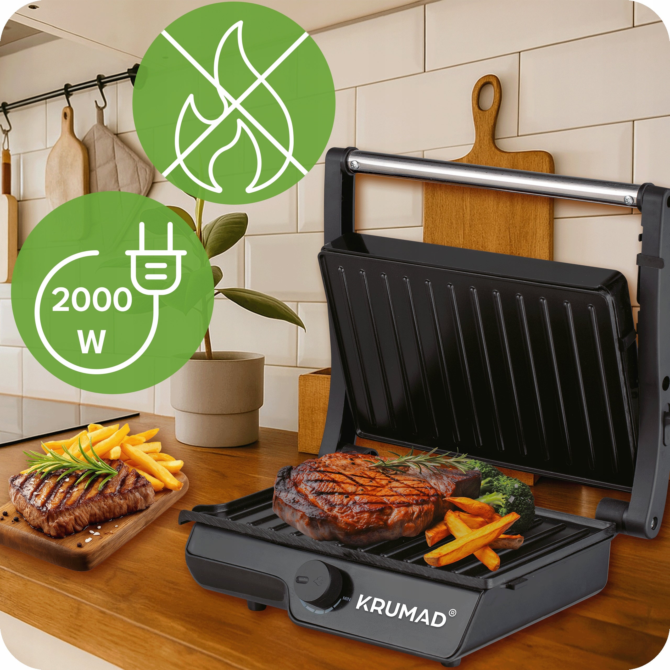 GRILL ELECTRIC TOASTER OVEN LARGE FOR SANDWICHES FOLDING POWER 2000W Power rating 2000 W