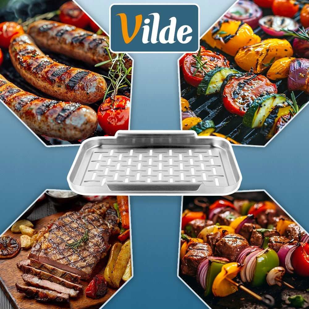 GRILL Plate Sheet Tray Grilling Grate Perforated Steel 29,5cm Product width 25.5 cm
