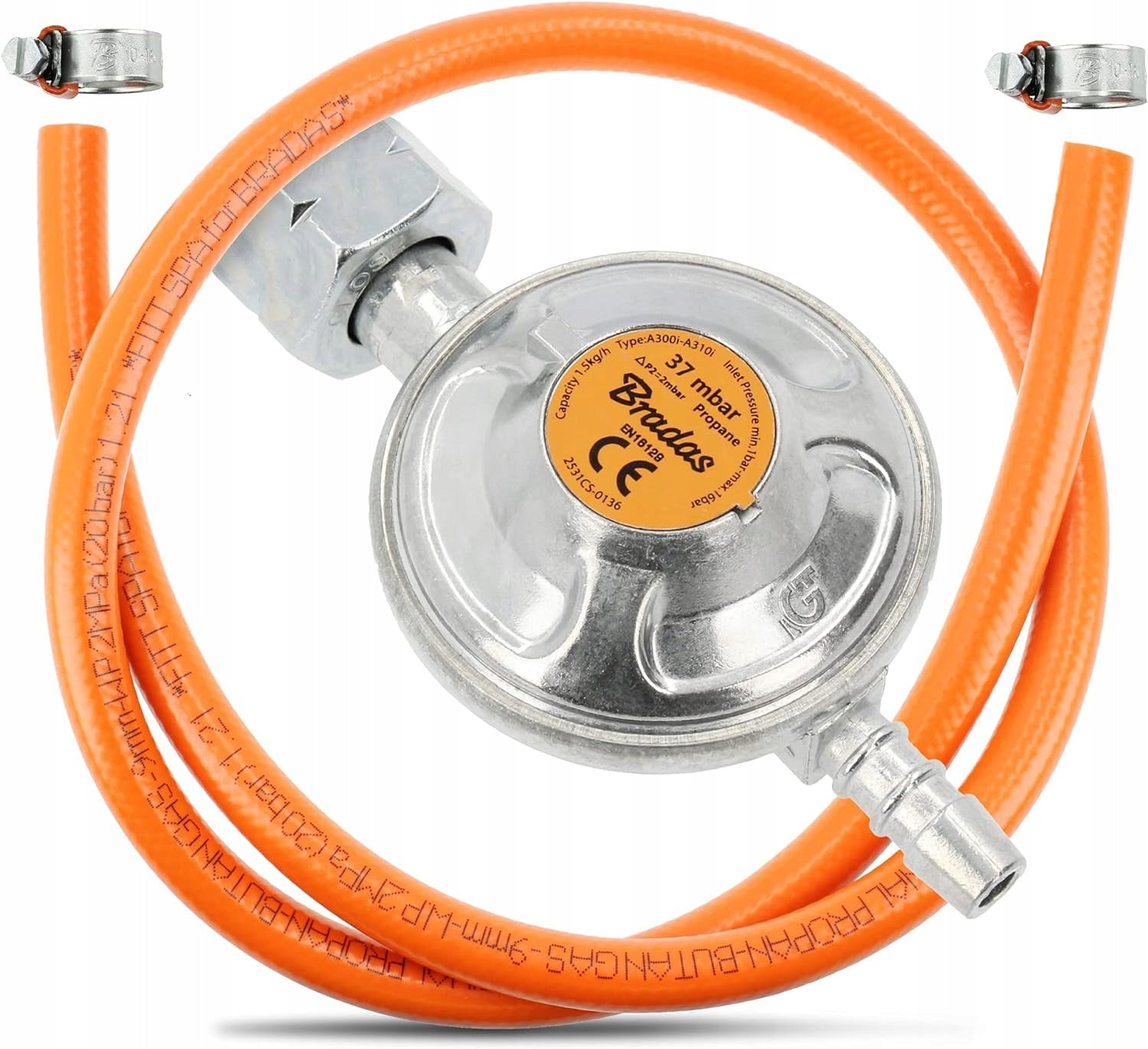 GRILL SET GAS HOSE + PROPANE-BUTANE REDUCER + FITTINGS 1M 37MBAR
