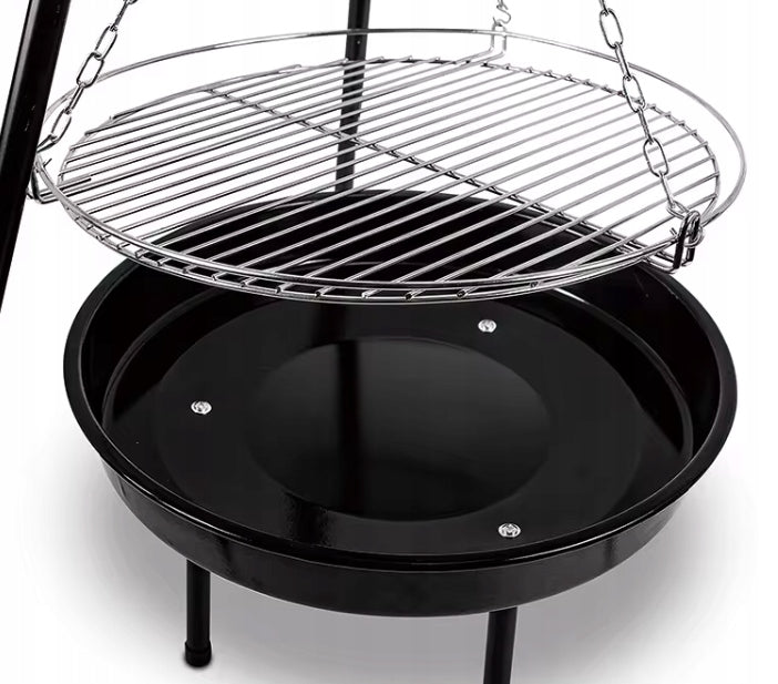GRILL TRIPOD Garden Fire Pit Hanging Grill Large Adjustable Carbon 2in1 Manufacturer code Grill Trójnóg Palenisko ogrodowe