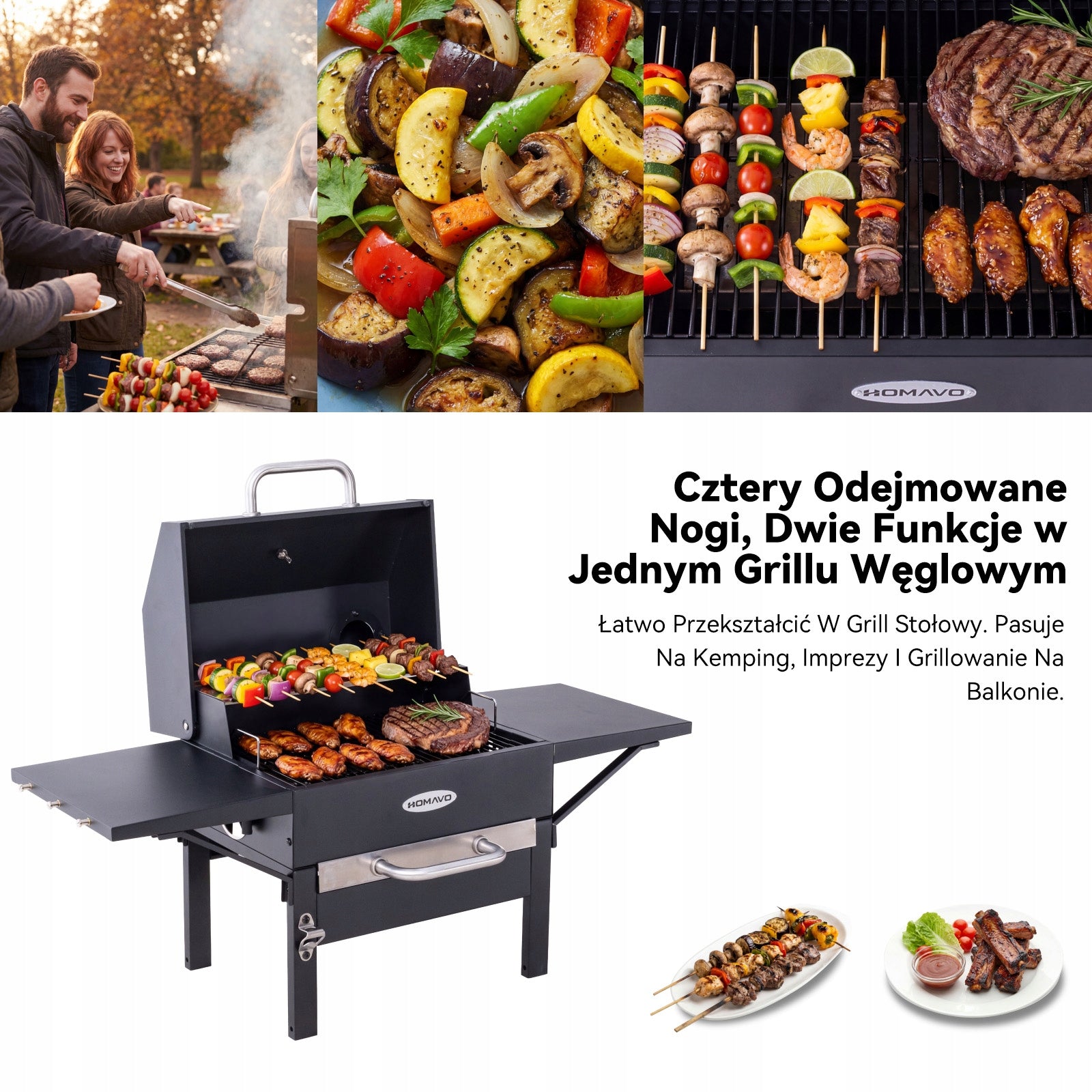 GRILL WĘGLOWY OGRODOWY POWIERZCHNIA GRILLOWANIA: 45×32CM Z POKROWĄ OCHRONNĄ Grill width 107 cm