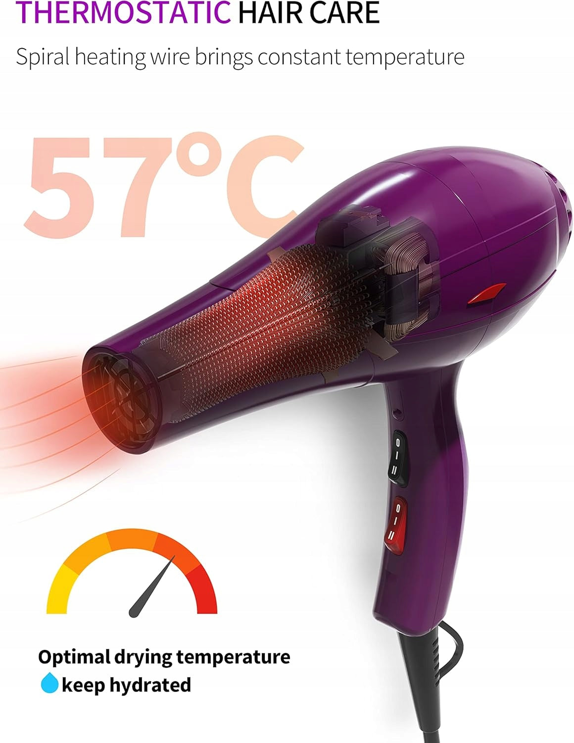 GRT PRO Hair Dryer 2400W AC Ionization Diffuser 2 Nozzles Brand no brand