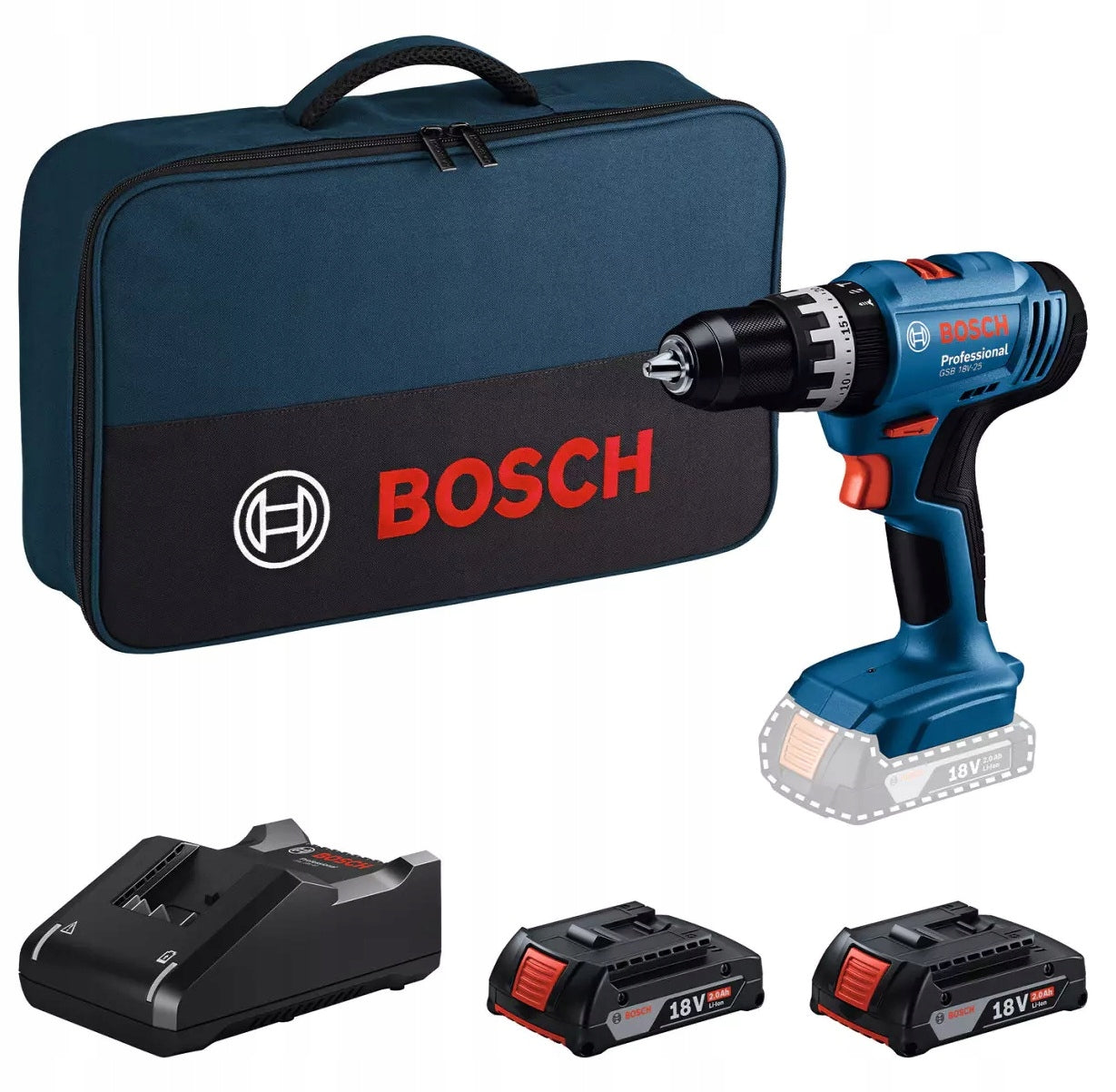 GSB 18V-25 Cordless Impact Driver, 2x2,0Ah BOSCH Set