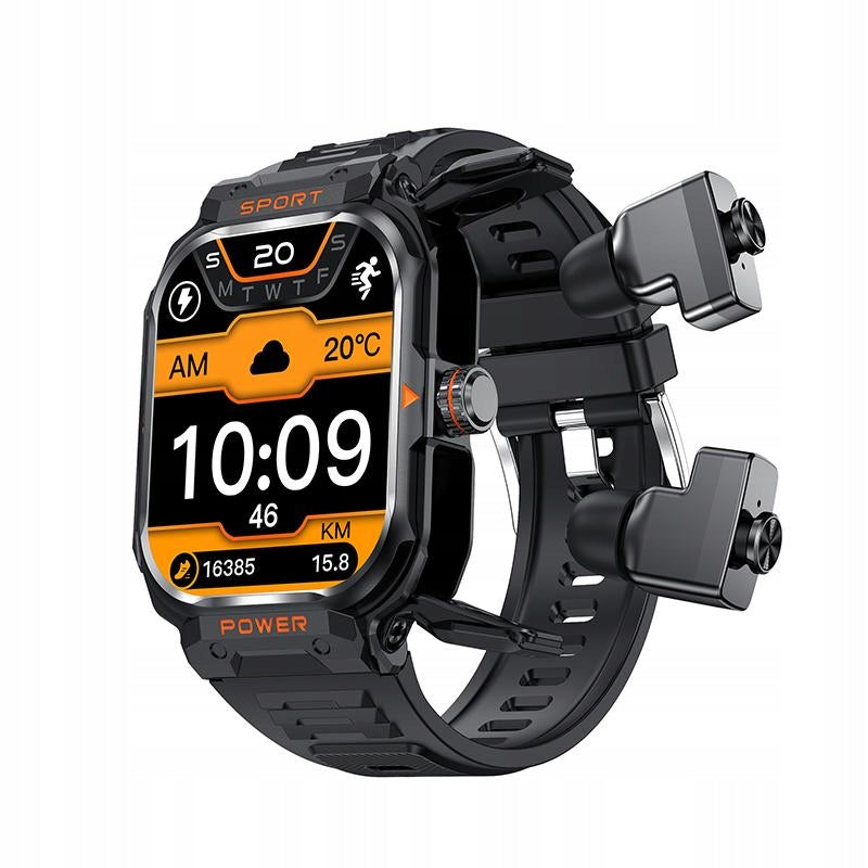 GT55 2 in 1 Smartwatch with TWS Bluetooth Earphone, Bluetooth Connections, NFC