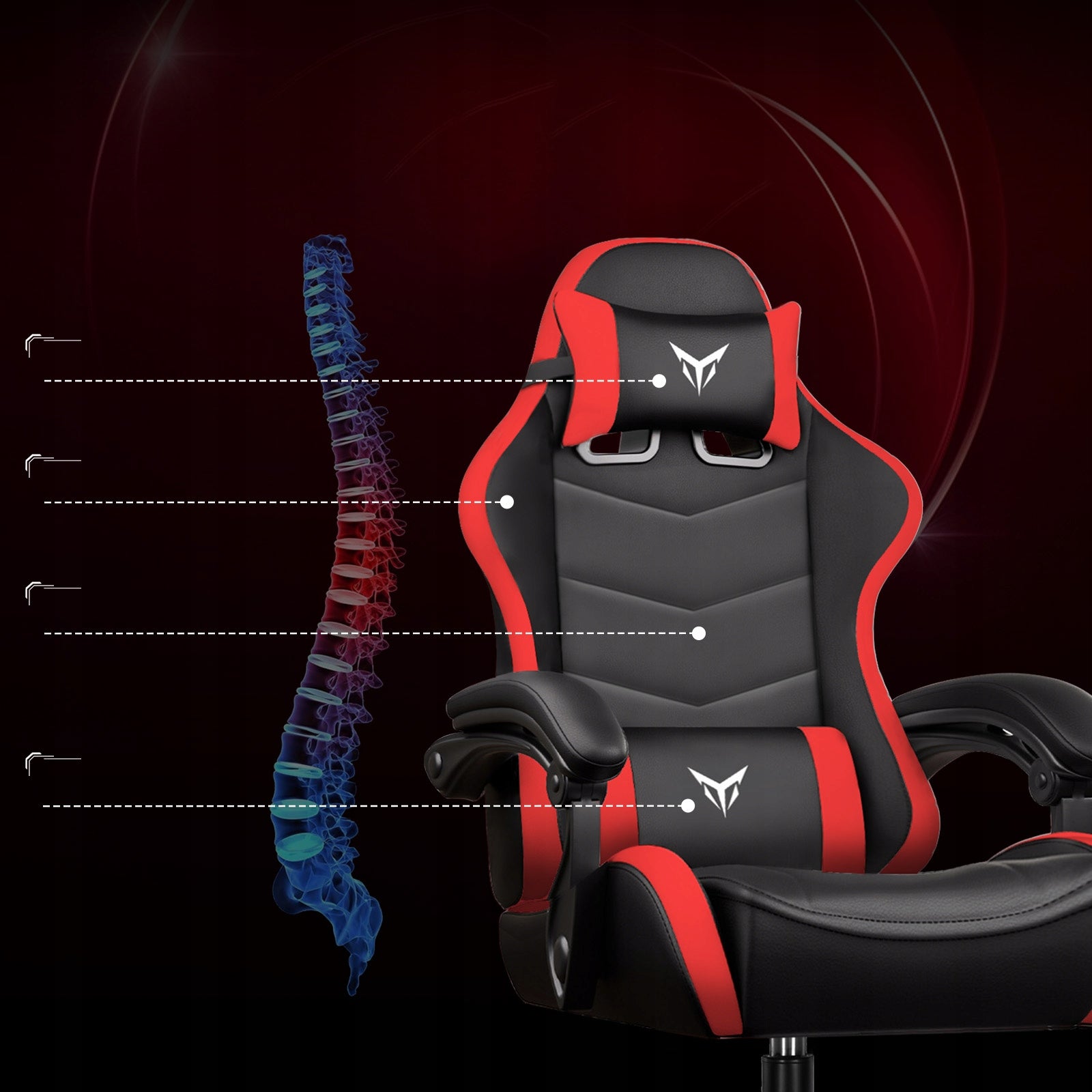 GTPLAYER Fotel Gamingowy, Ergonomiczny Fotel Biurowy, Czerwony Manufacturer code XGC02NAF-RED