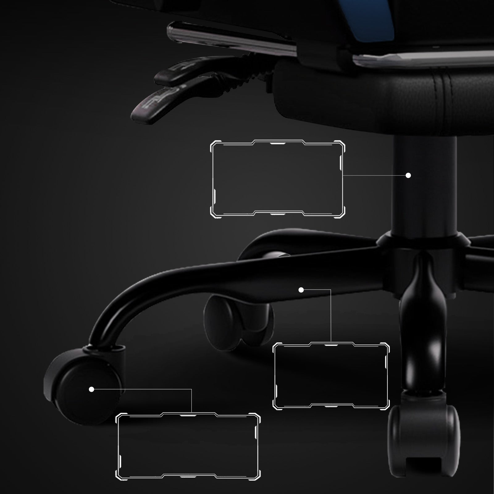GTPLAYER Fotel Gamingowy z Podnóżkiem, Ergonomiczny Fotel Biurowy Niebieski Furniture height 135 cm