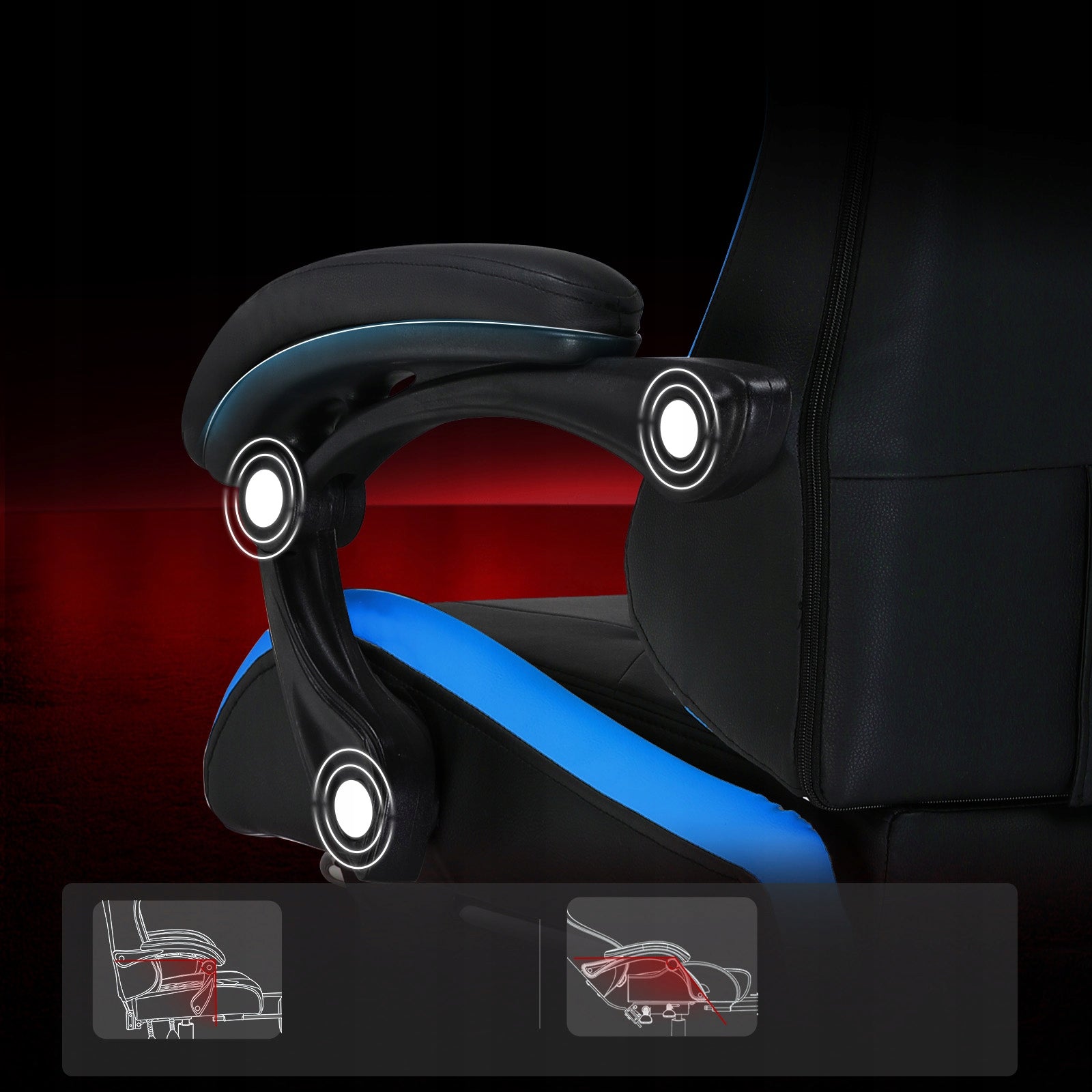 GTPLAYER Fotel Gamingowy z Podnóżkiem, Ergonomiczny Fotel Biurowy Niebieski Manufacturer code XGC02-BLUE