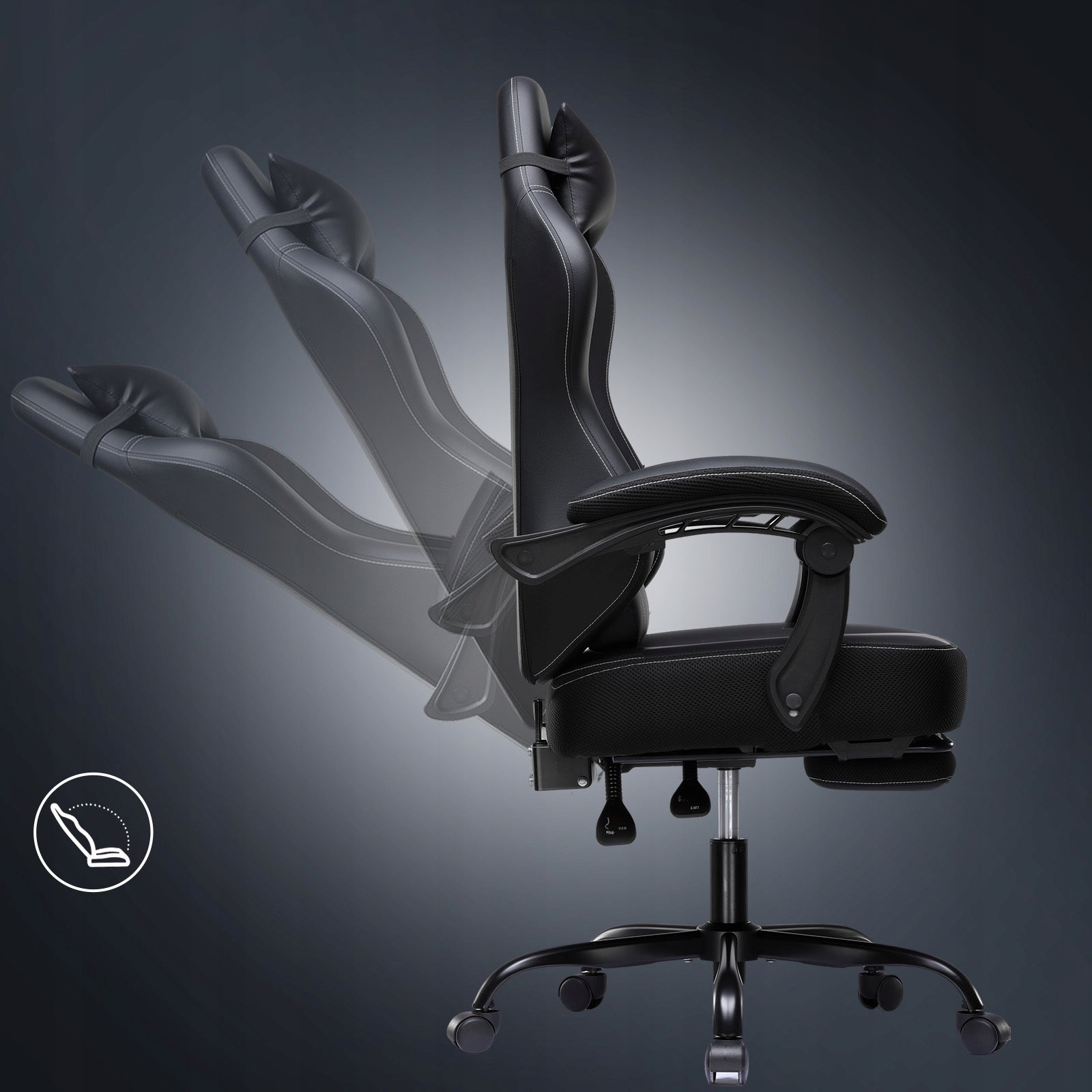 GTPLAYER Fotel gamingowy, ergonomiczny fotel dla gracza z podnóżkiem Model Krzesło biurowe z regulacją wysokości