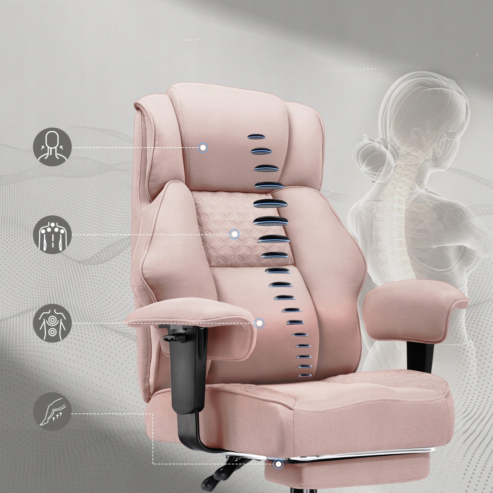 GTPLAYER Gaming KRZESŁO Ergonomiczne - Szerokie Biurowe z podnóżkiem Furniture height 129 cm