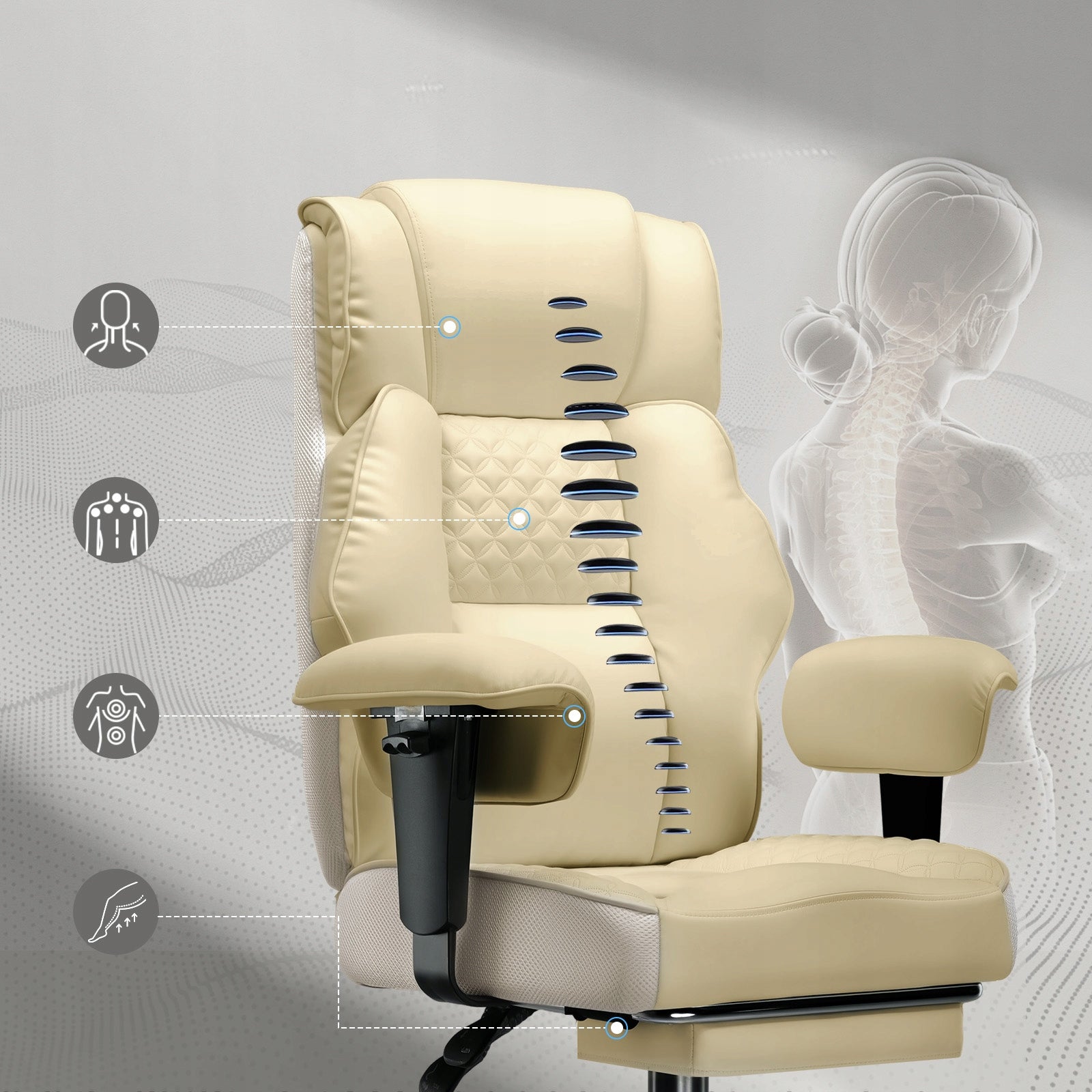GTPLAYER Gaming KRZESŁO Ergonomiczne - Szerokie Biurowe z podnóżkiem Furniture height 129 cm