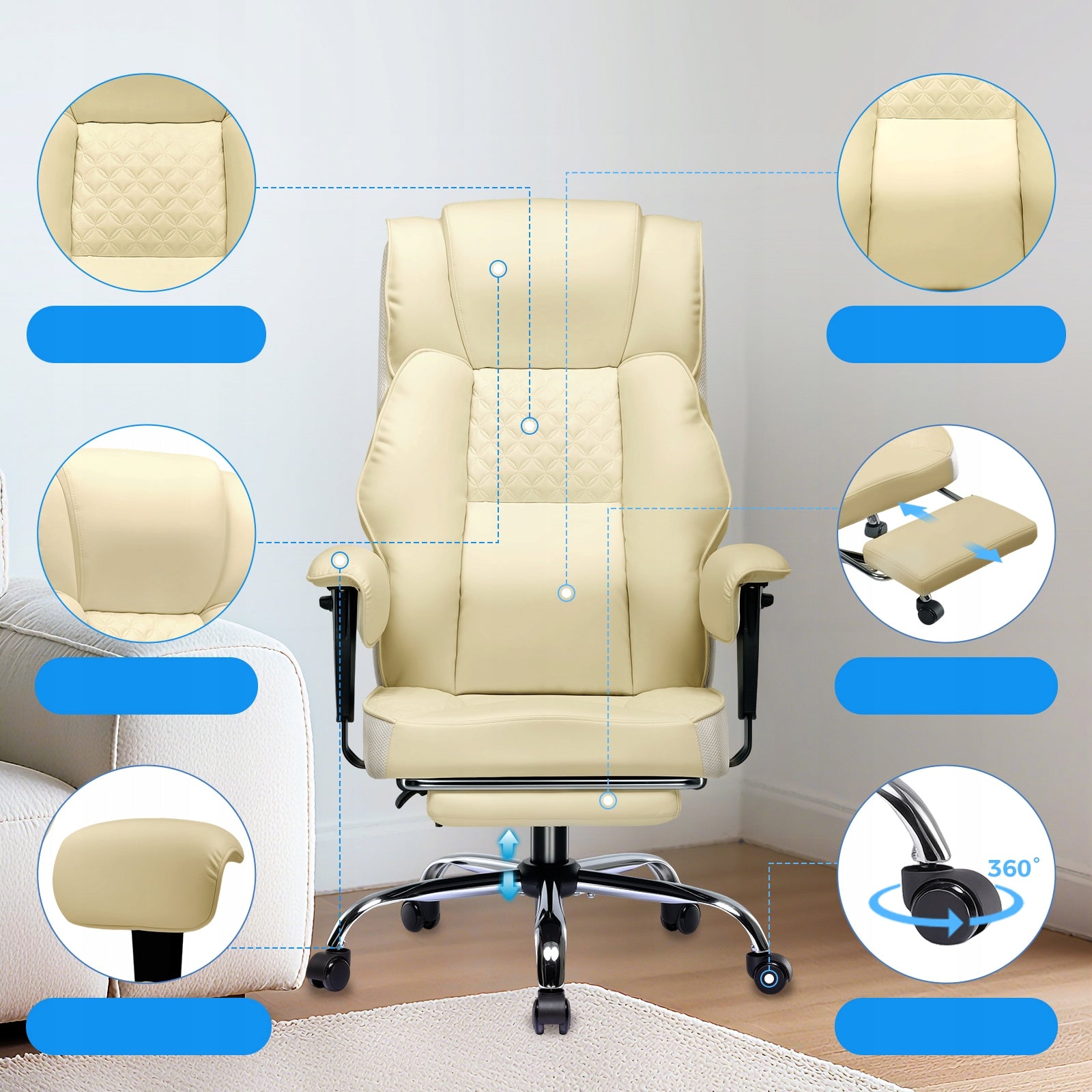 GTPLAYER Gaming KRZESŁO Ergonomiczne - Szerokie Biurowe z podnóżkiem Packaging status original