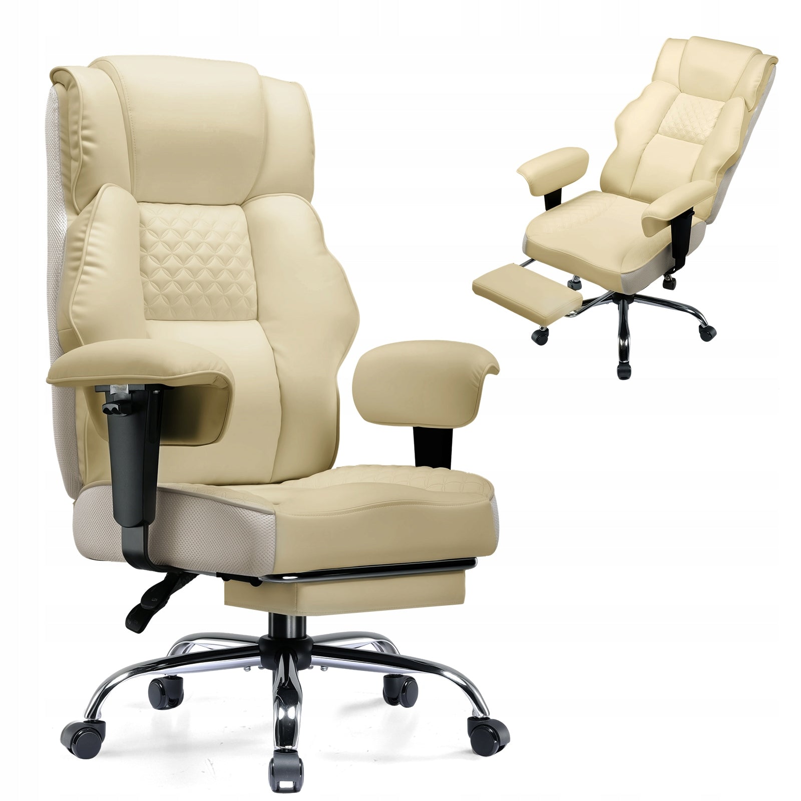 GTPLAYER Gaming KRZESŁO Ergonomiczne - Szerokie Biurowe z podnóżkiem