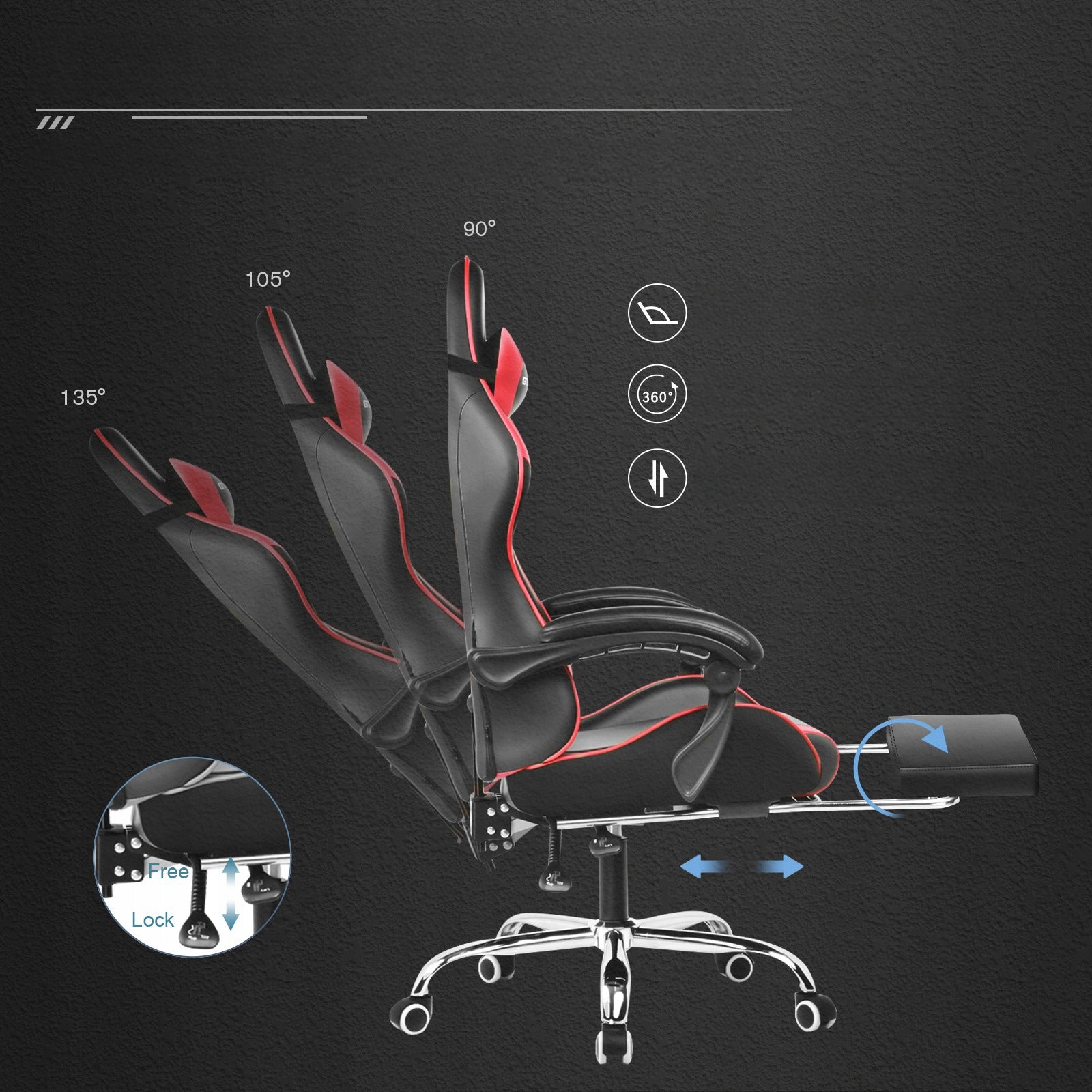 GTPLAYER Gaming chair with footrest and lumbar massage cushion Model Fotel gamingowy Krzesło do gier biurowe