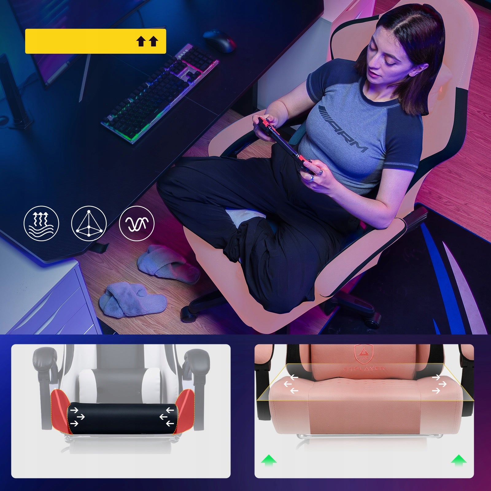 GTPLAYER fotel gamingowy krzesło do gier Krzesło powierzchnią z tkaniny Manufacturer code LR002-OB
