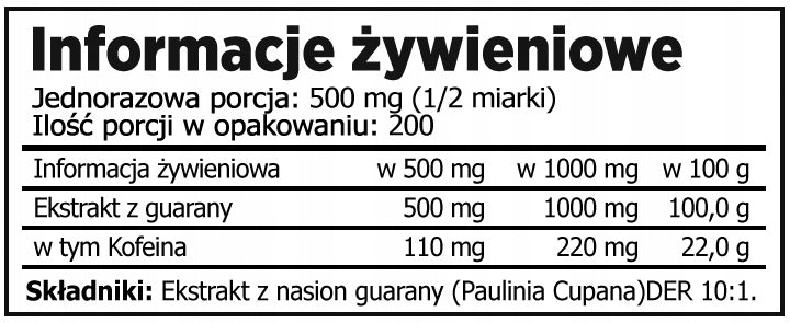 GUARANA POWDER 100G STRONG EXTRACT 22% CAFFEINE Brand Rawfoods