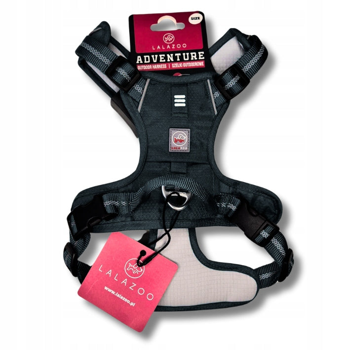 GUARD HARNESS for dog ADVENTURE strong adjustable comfortable PREMIUM BLACK S Brand Lalazoo