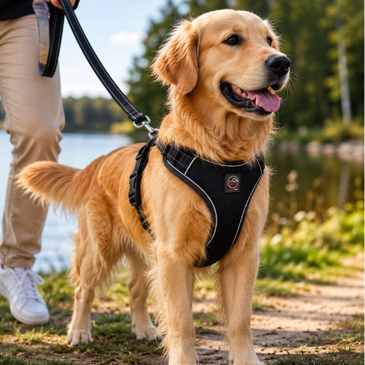 GUARD pressure-free dog harness lightweight comfortable SOLID black M Dog size medium dog