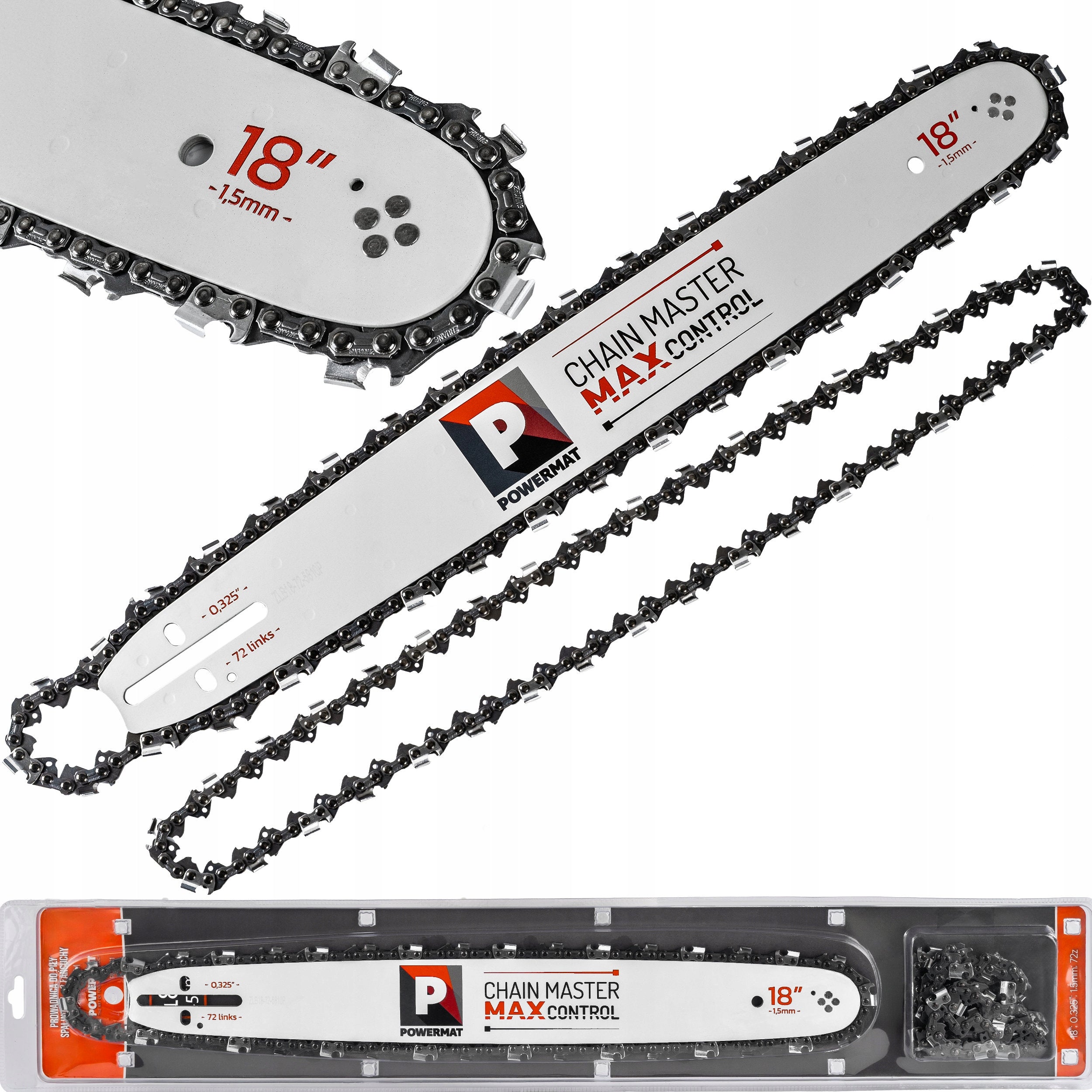 GUIDE FOR COMBUSTION SAW +2 CHAINS 72 OGN 18"/45CM 1,5MM STROKE 0,325"