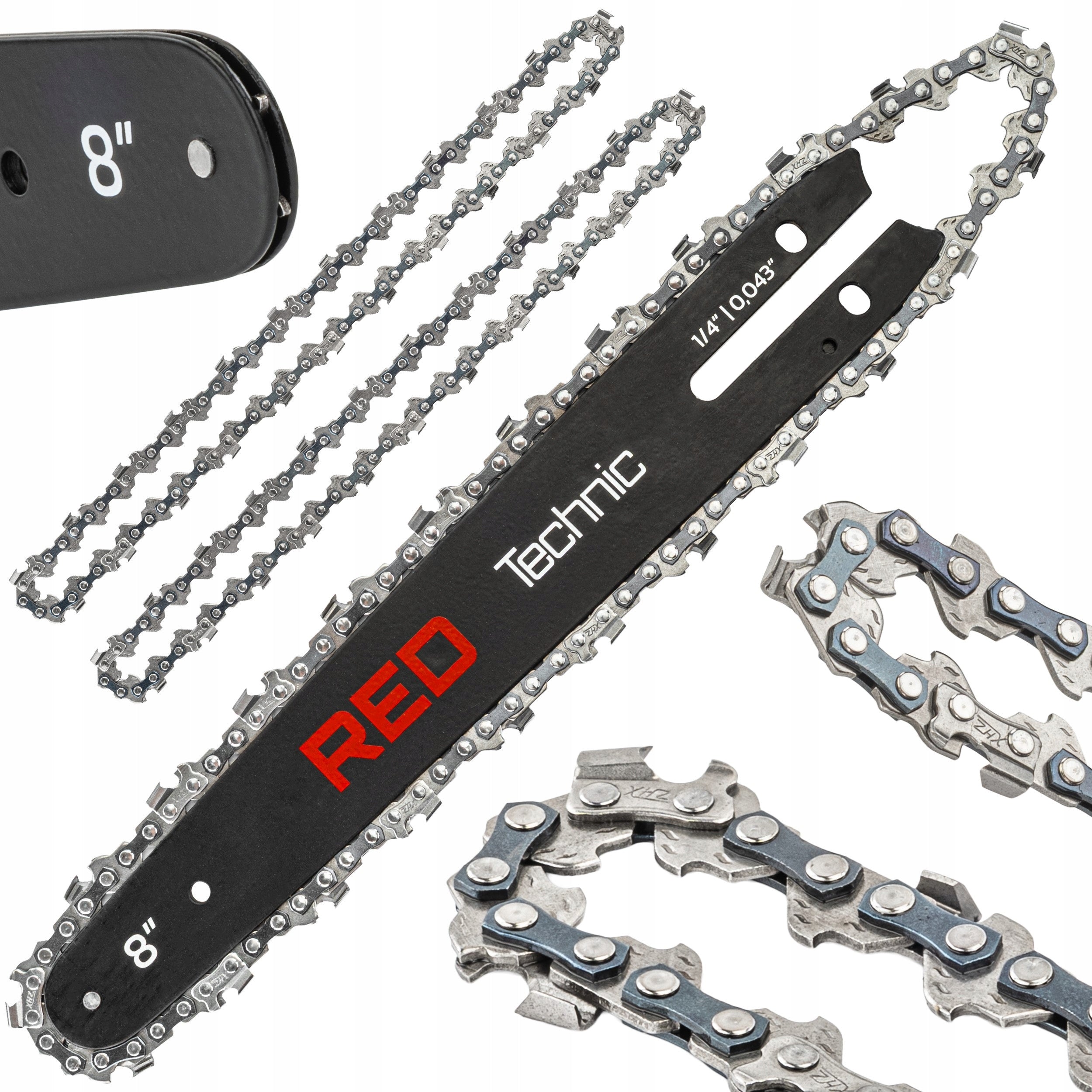 GUIDE FOR CORDLESS SAW 20CM 8" + 2X CHAIN 1,4" 0.043
