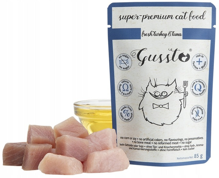 GUSSTO TURKEY TUNA 85g Wet Cat Food Tasty Grain-Free