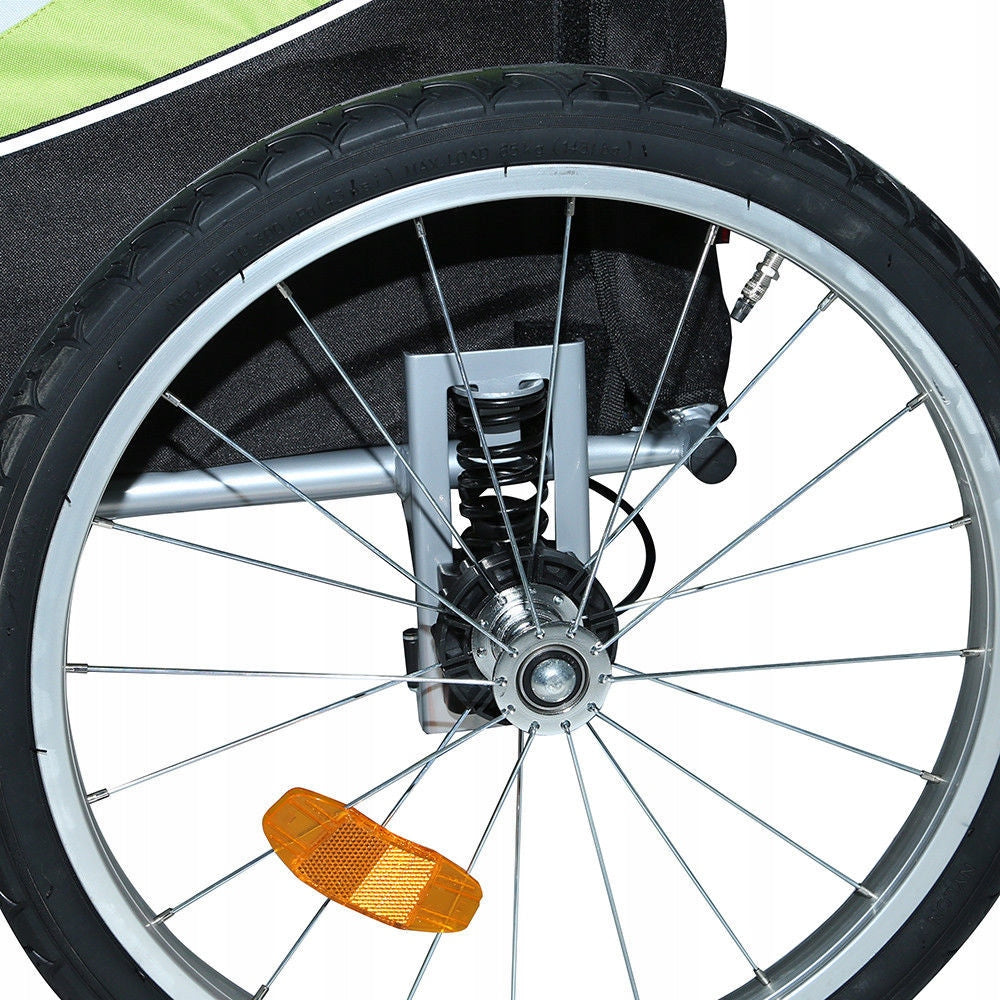 GUTO Bicycle Trailer Trolley DELUXE 2in1 HOL for 2 children up to 40kg RED/GREY Additional features shock absorption safety flag rain cover brake mosquito net hi-vis reflectors pumped wheels cargo space foldable trailer design bicycle trailer hook