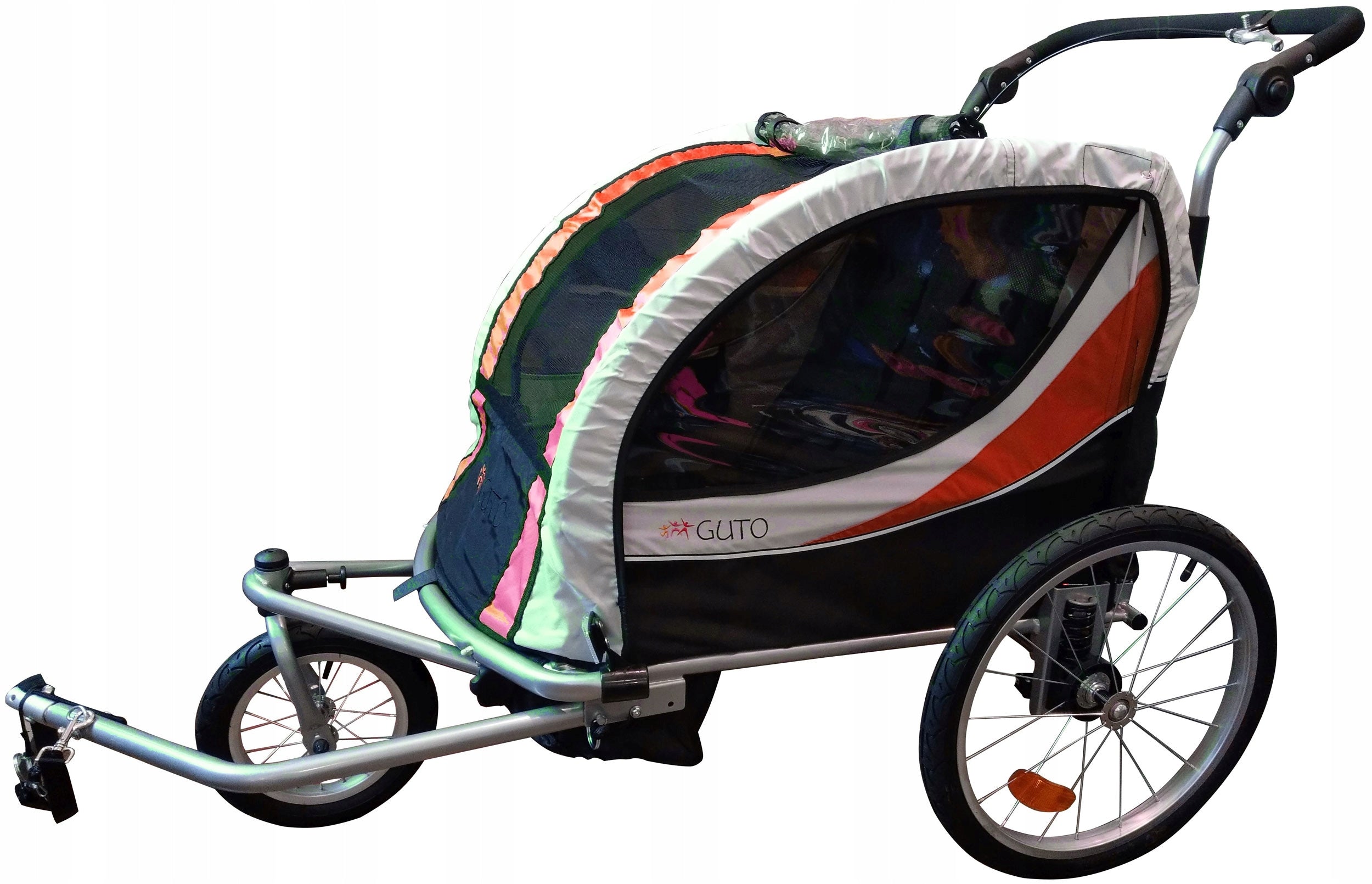 GUTO Bicycle Trailer Trolley DELUXE 2in1 HOL for 2 children up to 40kg RED/GREY Color red