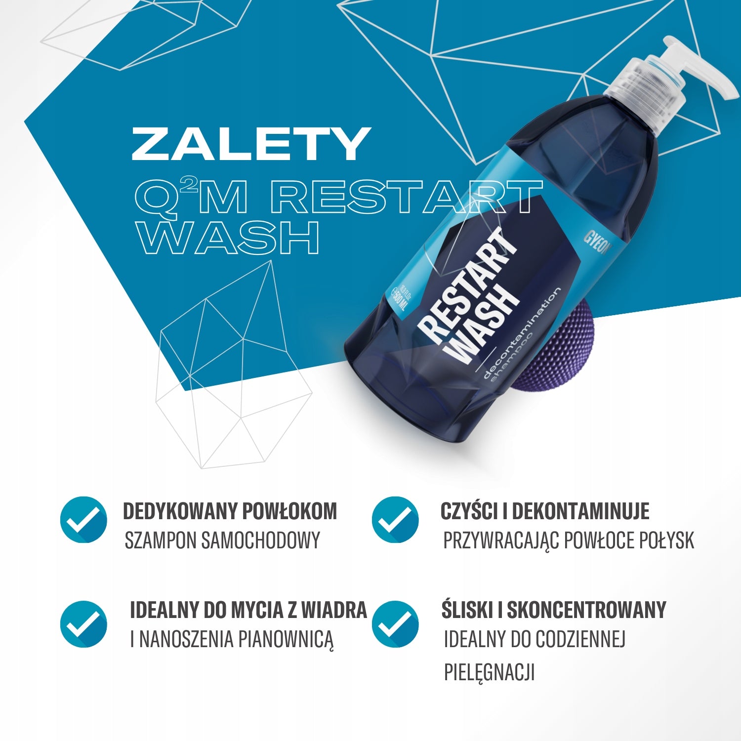 GYEON Q²M Restart Wash 500ml - Shampoo for unclogging protective coatings Manufacturer's catalog number 1421