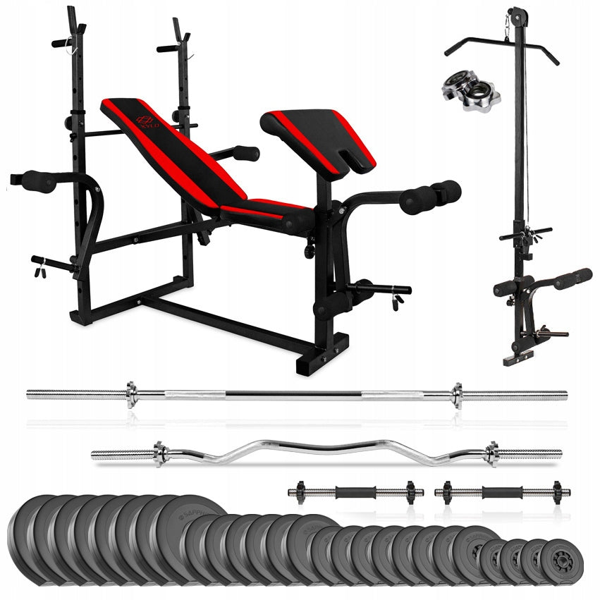 GYM SAPPHIRE 178kg BODYBUILDING SET BENCH RIDGES LOAD dumbbells