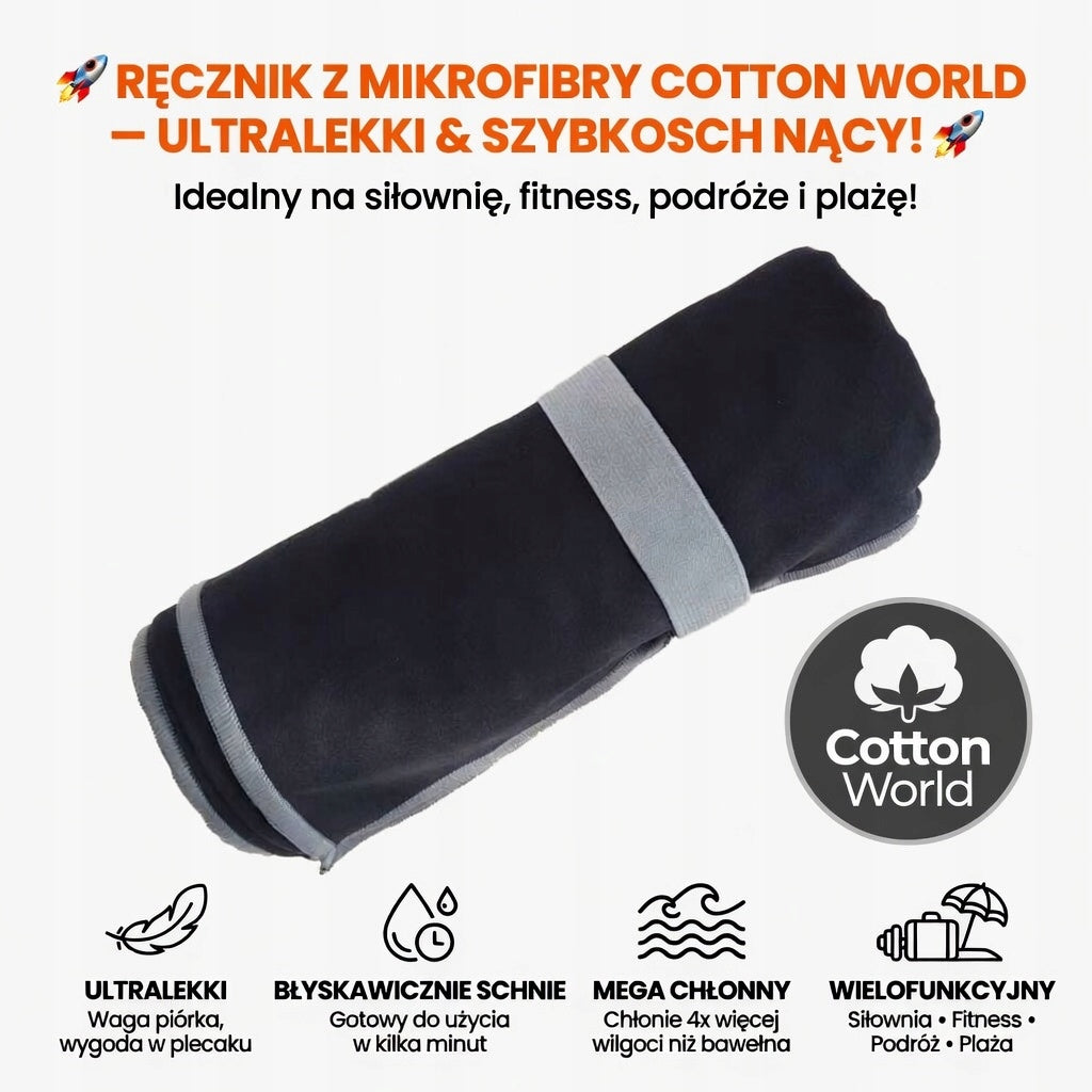 GYM TOWEL FIT QUICK-DRYING LARGE SPORTS MICROFIBER BLACK Manufacturer code RĘCZNIK RSP R25 100x180