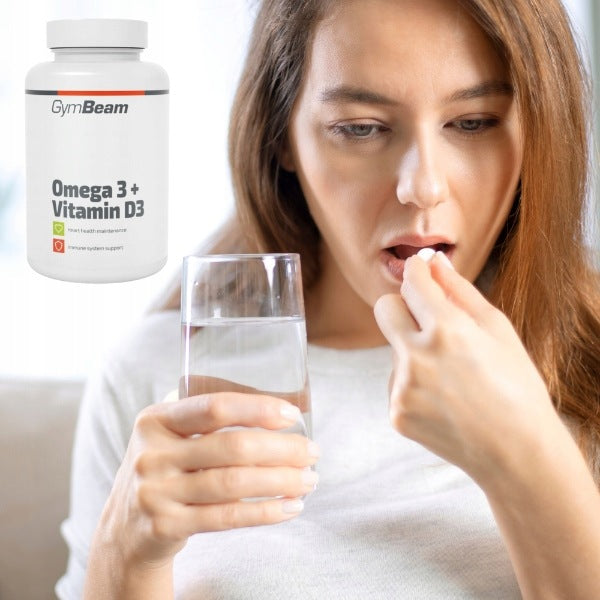 GYMBEAM Omega 3 + Vitamin D3 Dietary Supplement Fish Oil 90capsules Packaging status original