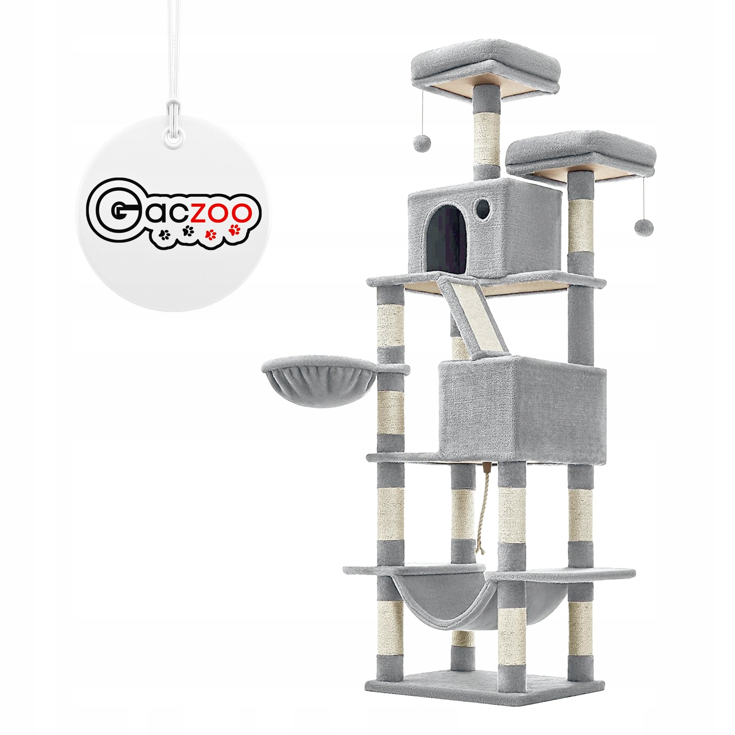 Gaczoo Cat scratcher high tower bed 60 x 50 x 206 cm light grey EAN (GTIN) 5901315470227