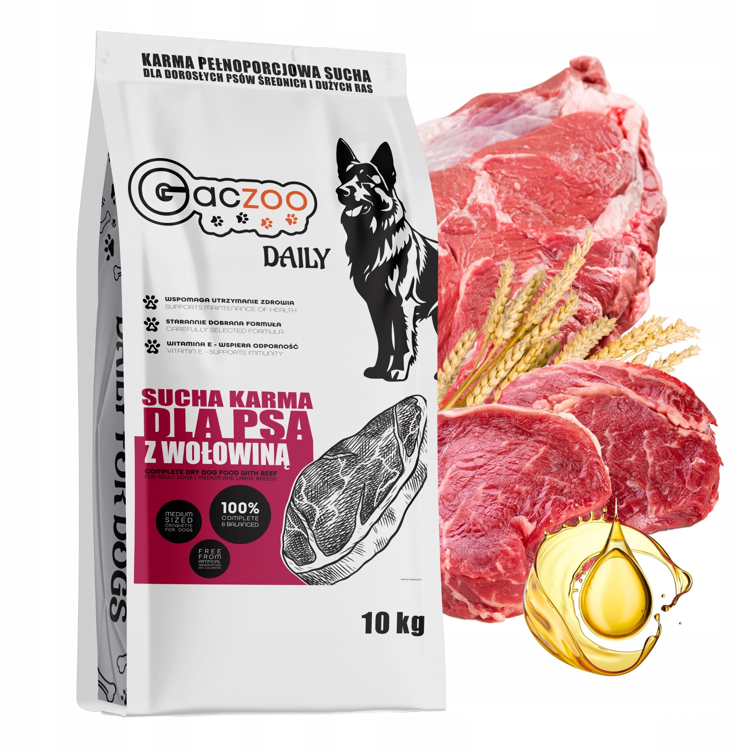 Gaczoo Daily dry dog food beef 10 kg