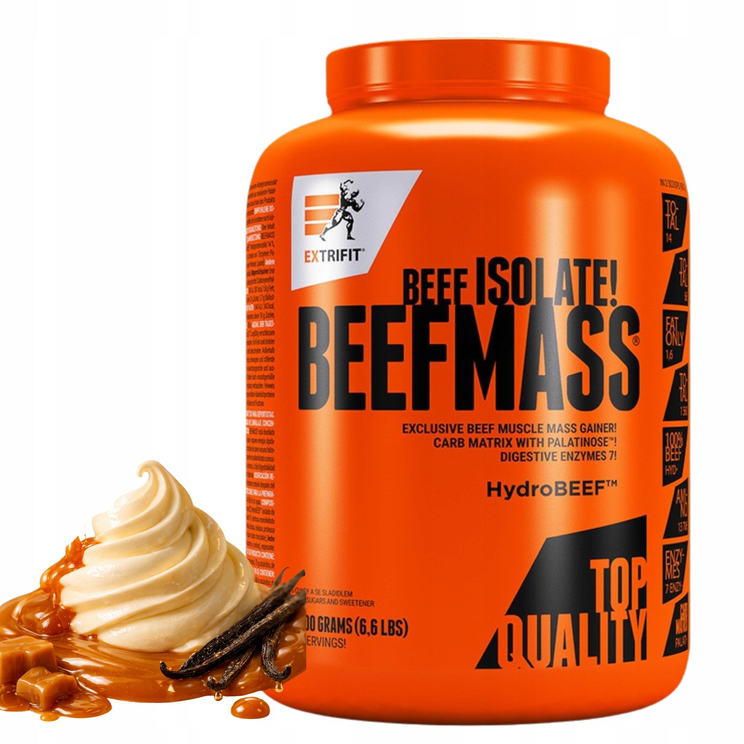 Gainer EXTRIFIT BEEF MASS 3kg Vanilla Caramel Mass Protein Carbohydrates