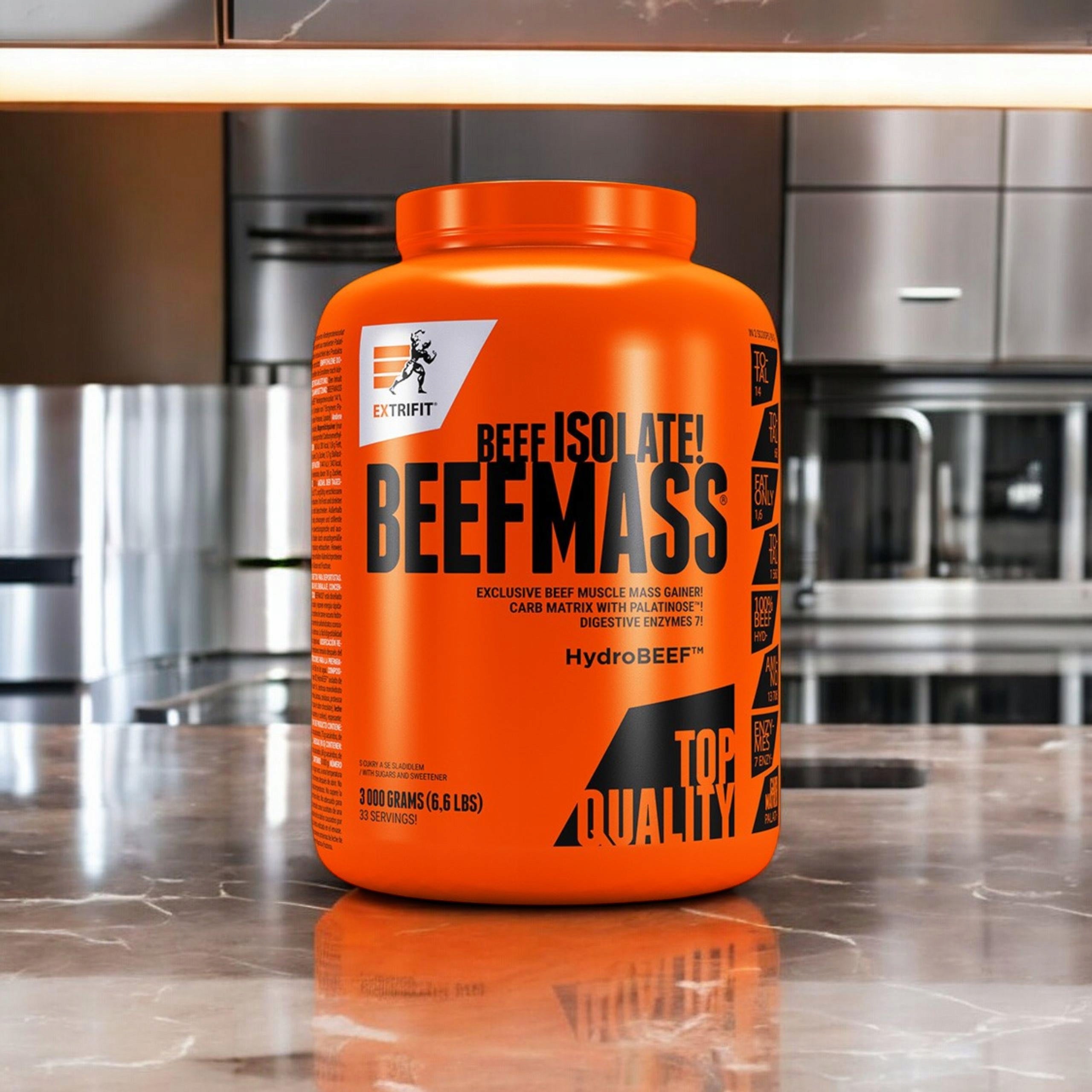 Gainer EXTRIFIT Beefmass 3kg Cookie Mass Protein Carbohydrate Conditioner Packaging status original