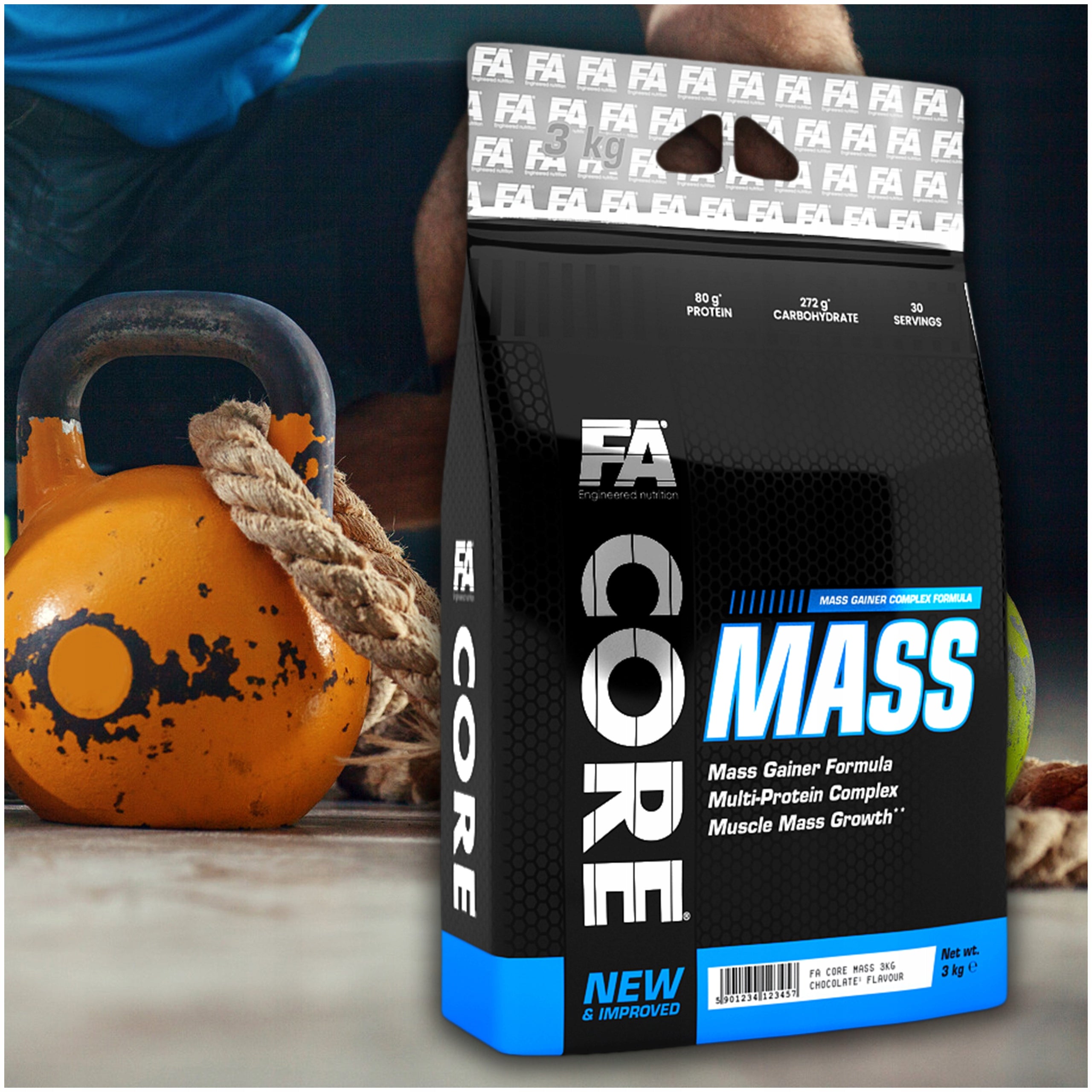 Gainer FA NUTRITION Mass Core 3kg Chocolate Conditioner Mass Protein Whey Expiration date at least six months from the date of purchase