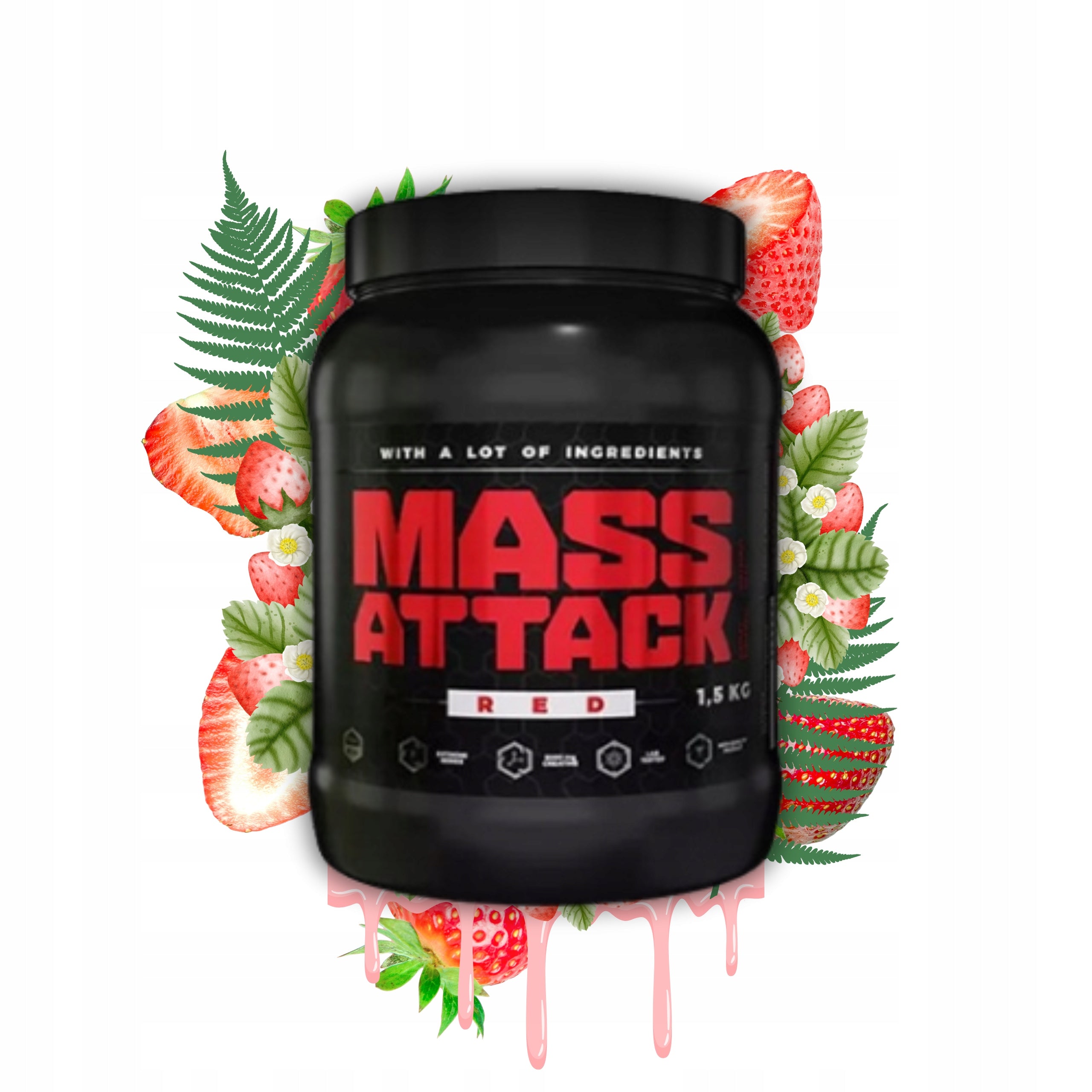 Gainer FITLABS Mass Attack 1500g Conditioner For Mass Creatine BCAA Strawberry