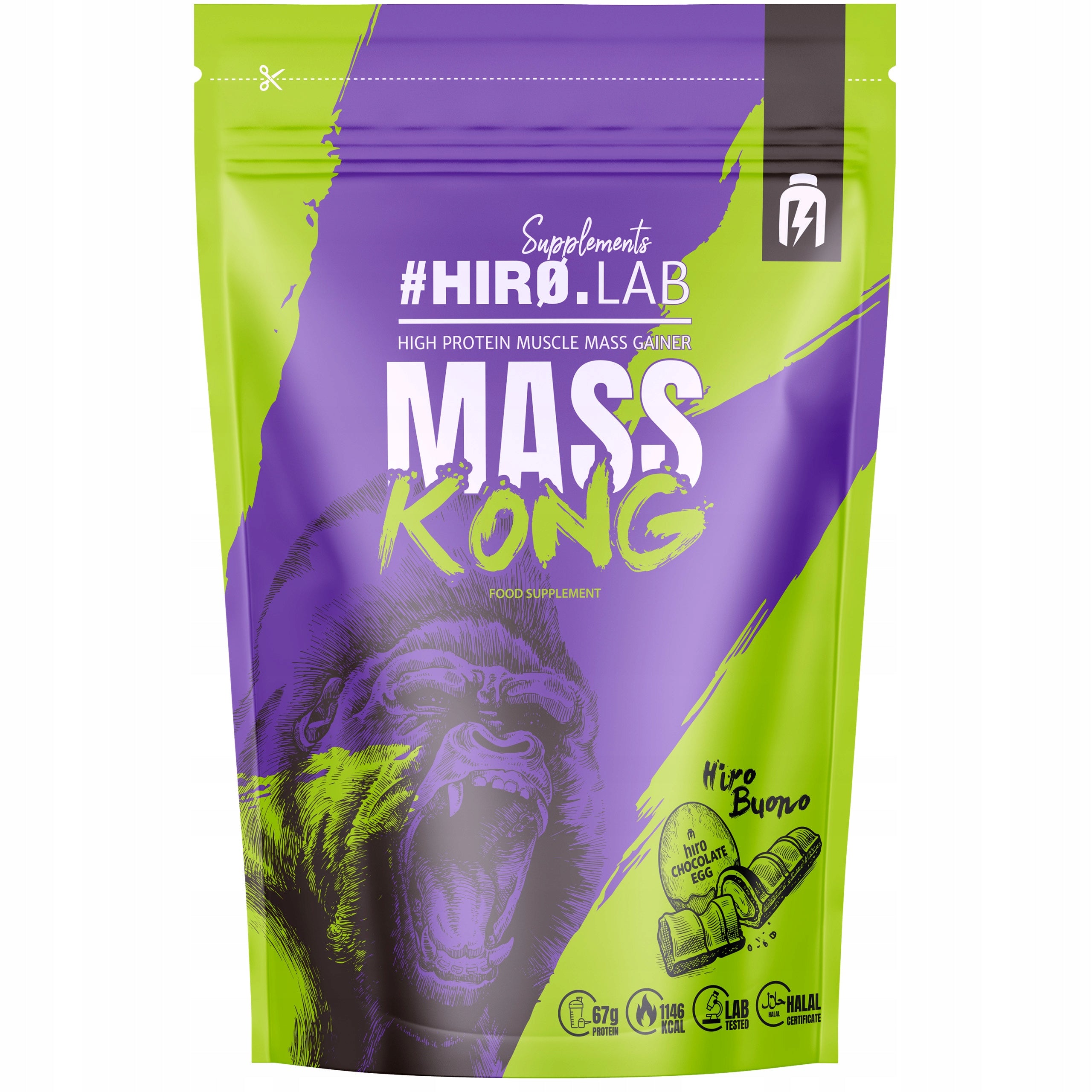 Gainer Muscle Mass HIRO.LAB Mass Kong 1kg Protein Carbohydrates Hiro