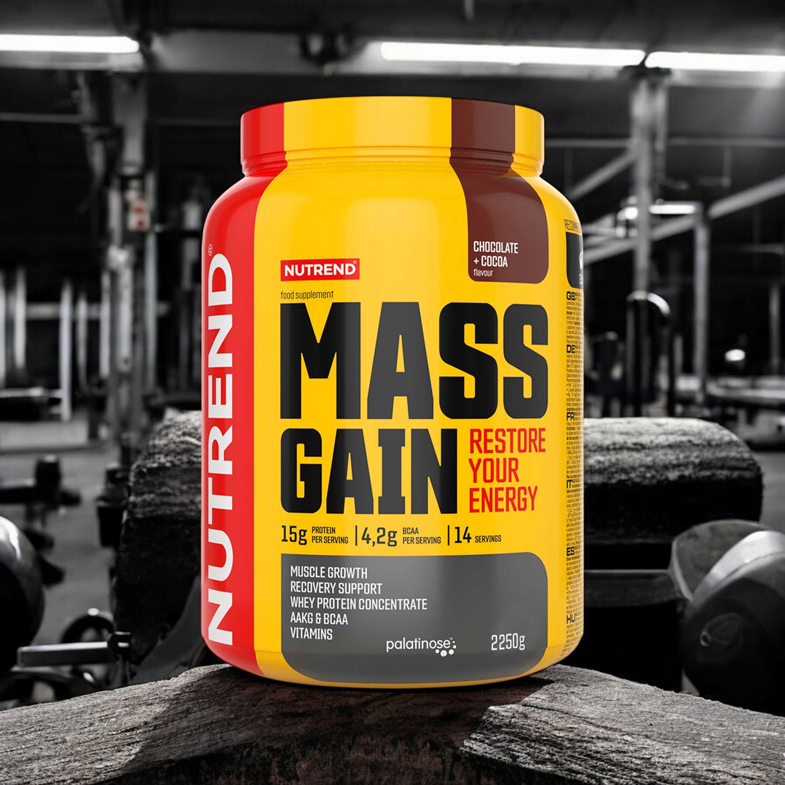 Gainer NUTREND Mass Gain 2100g Chocolate BCAA Taurine Vitamins Mass Packaging status original