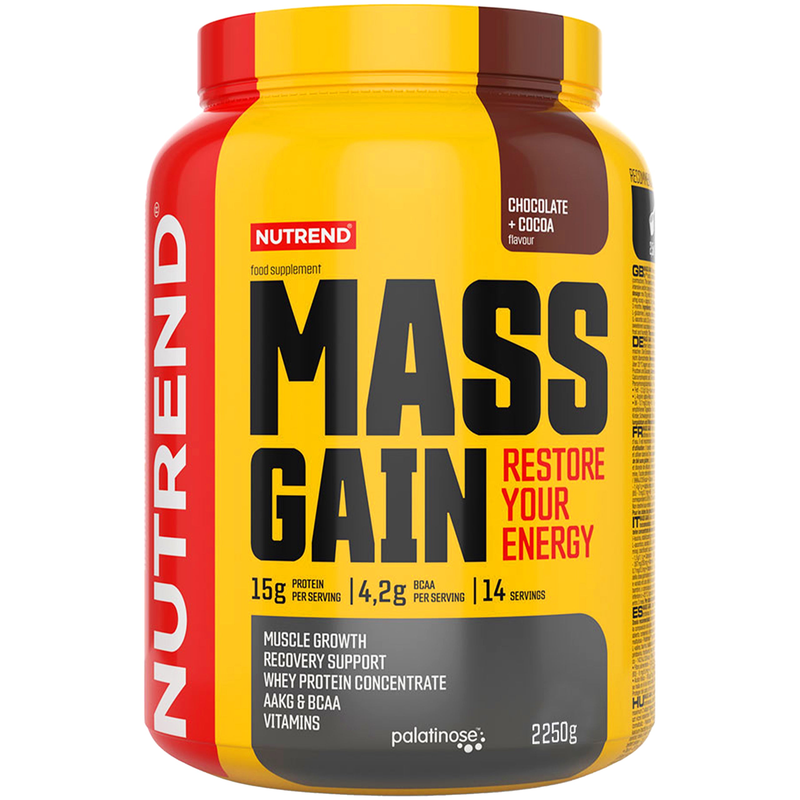 Gainer NUTREND Mass Gain 2100g Chocolate BCAA Taurine Vitamins Mass